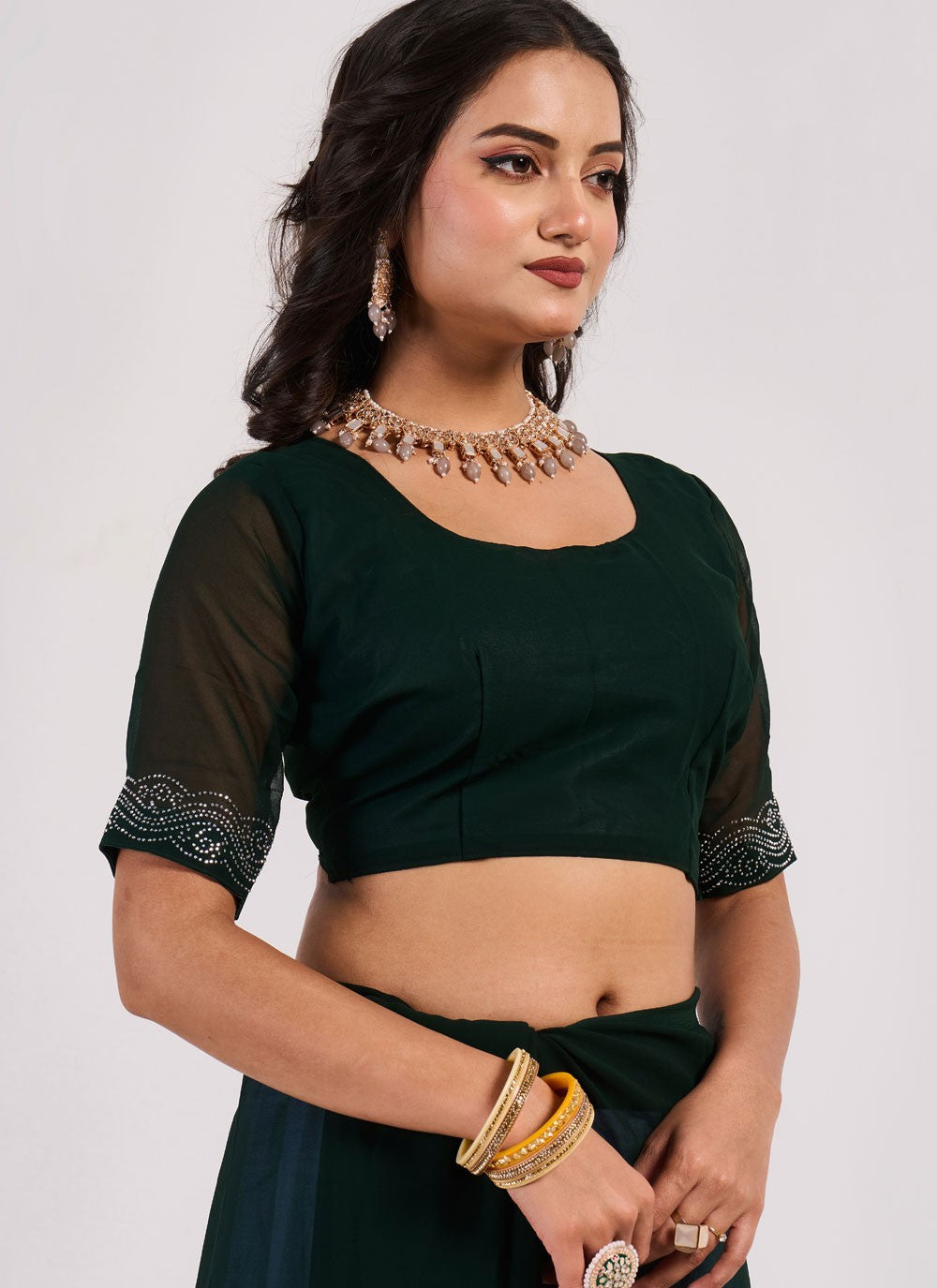 Different Style Saree Mirror Black Georgette Saree S13060