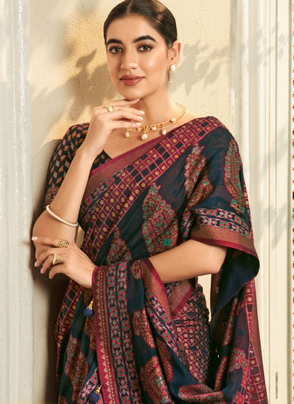 Printed Georgette Green Saree S14605