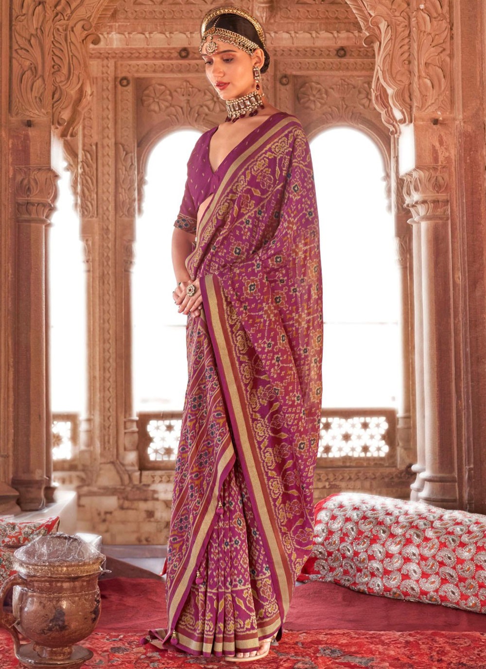 Classic Saree Paisley Printed Magenta, Purple Georgette Saree S13202