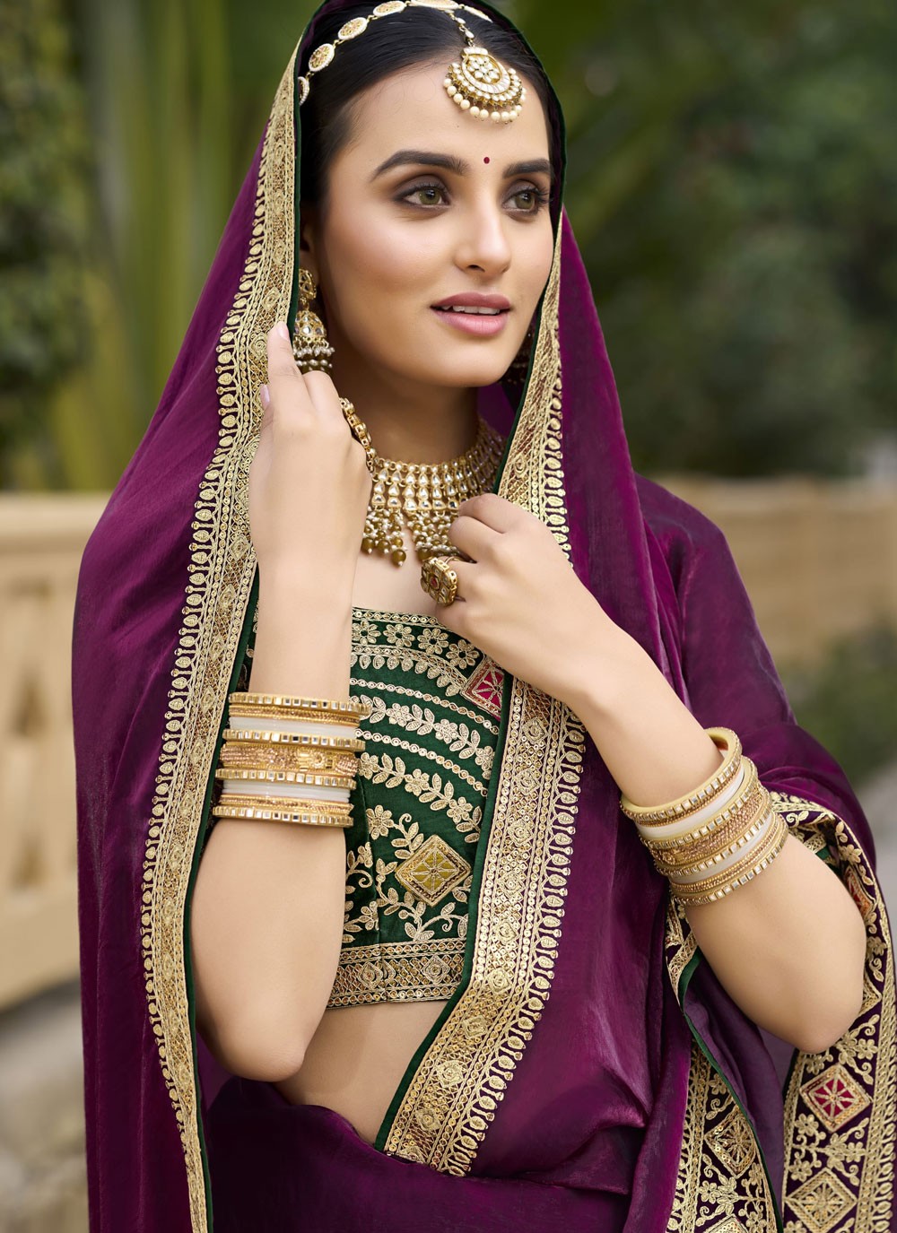 Border Work Georgette Purple Trendy Saree S15357