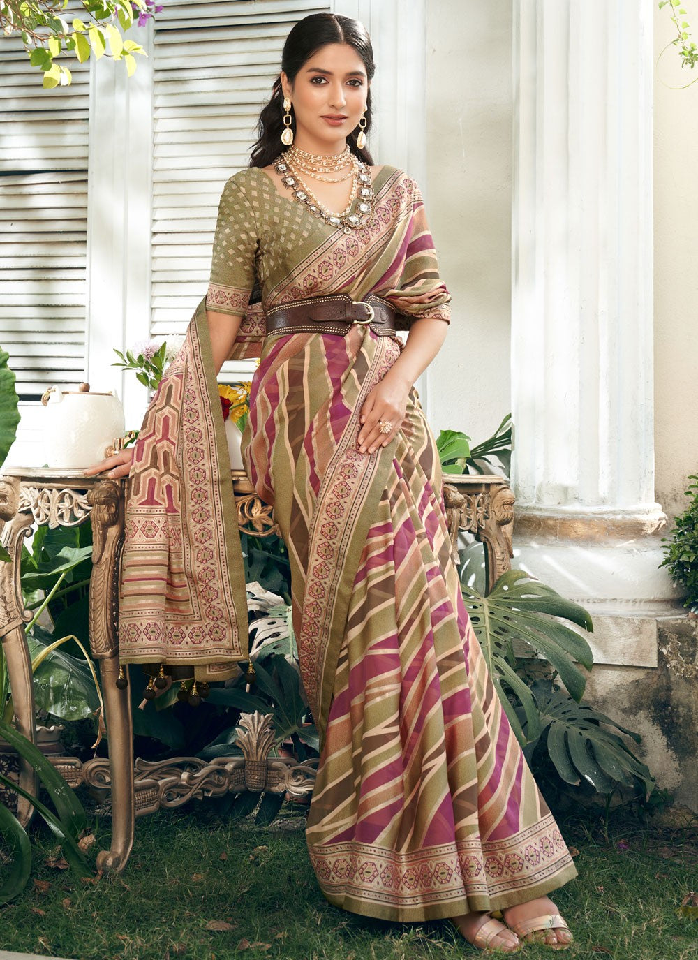 Designer Strips Multi Colour Georgette S12770