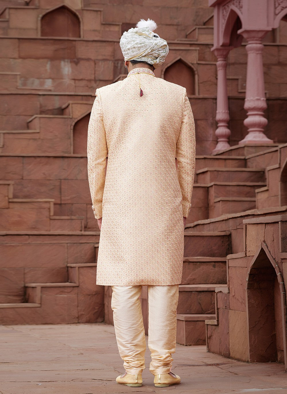 Embroidered Art Silk Gold Sherwani - M6520