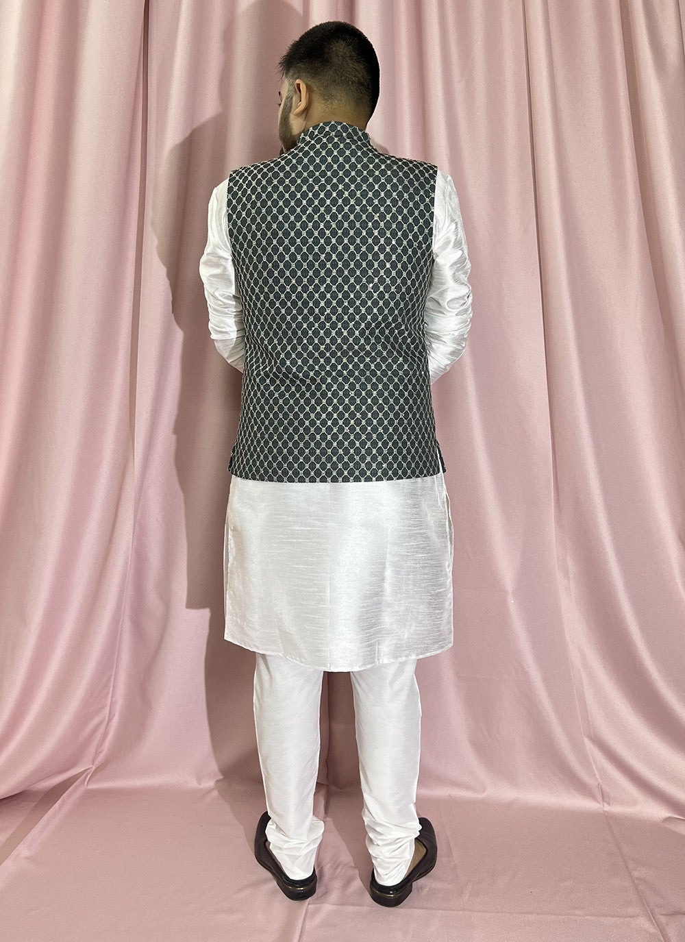 Embroidered Rayon, Silk Green, White Kurta Payjama With Jacket - M5897