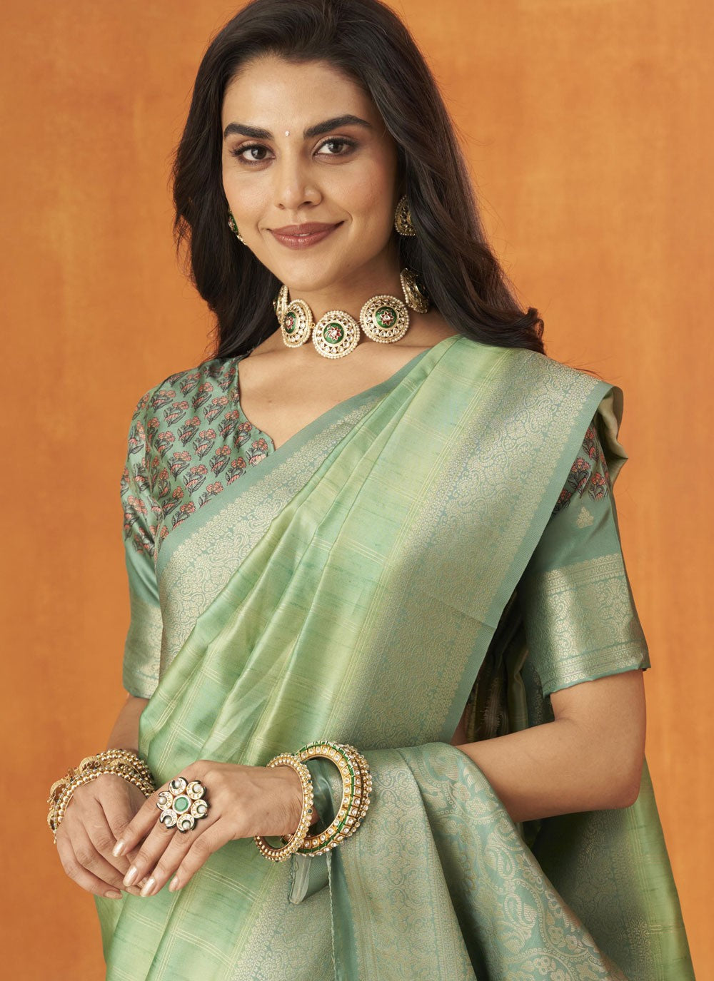 Classic Saree Weaving Zari Green Silk Saree S13504