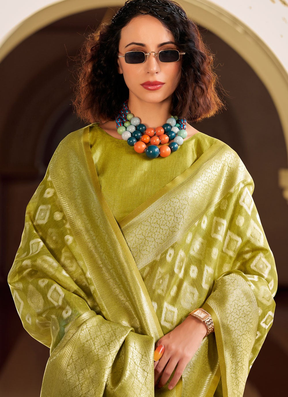 Classic Saree Weaving Zari Green Silk Saree S13602