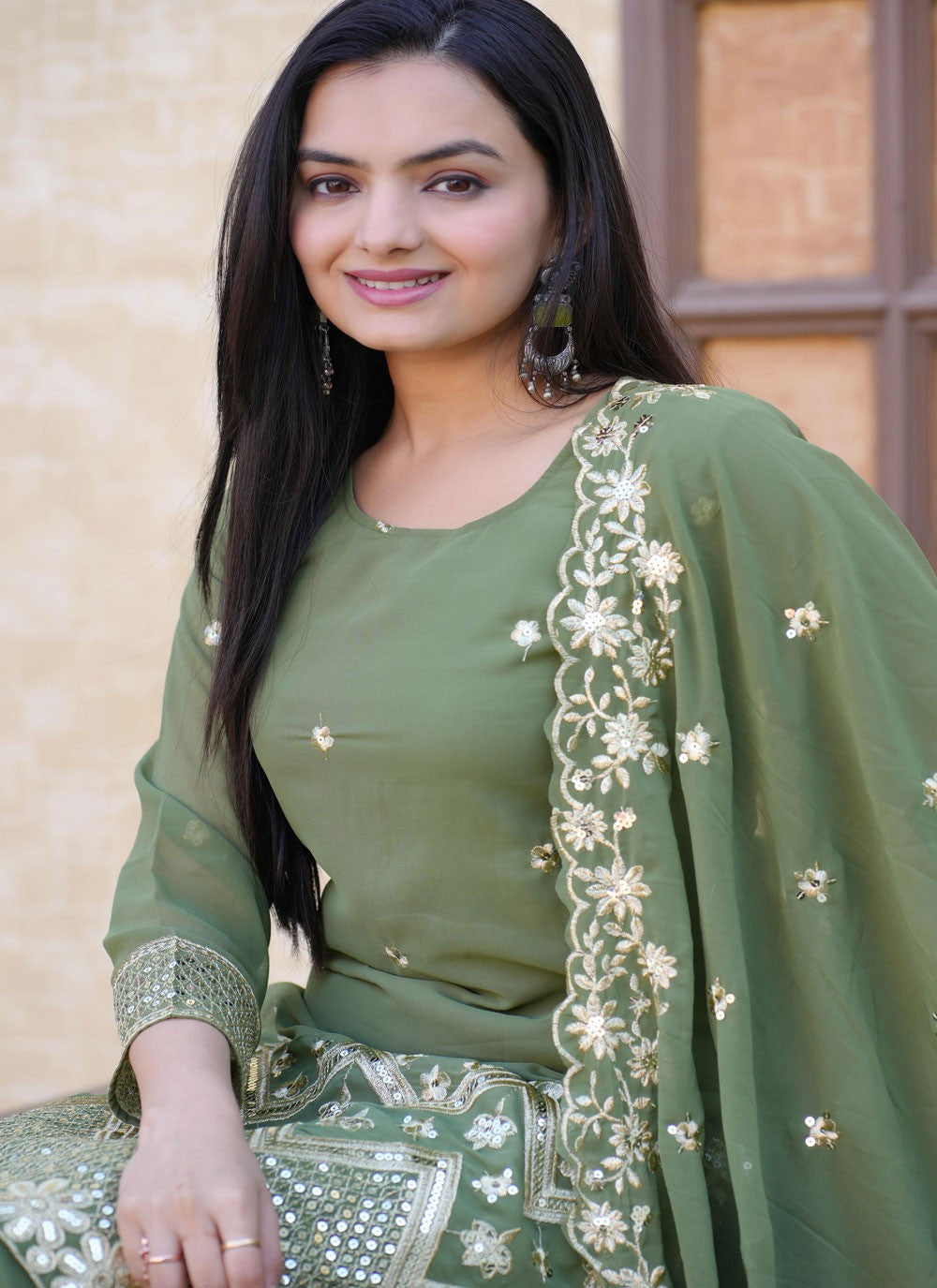 Archive Embroidered, Sequins, Zari 316823 Green T6840