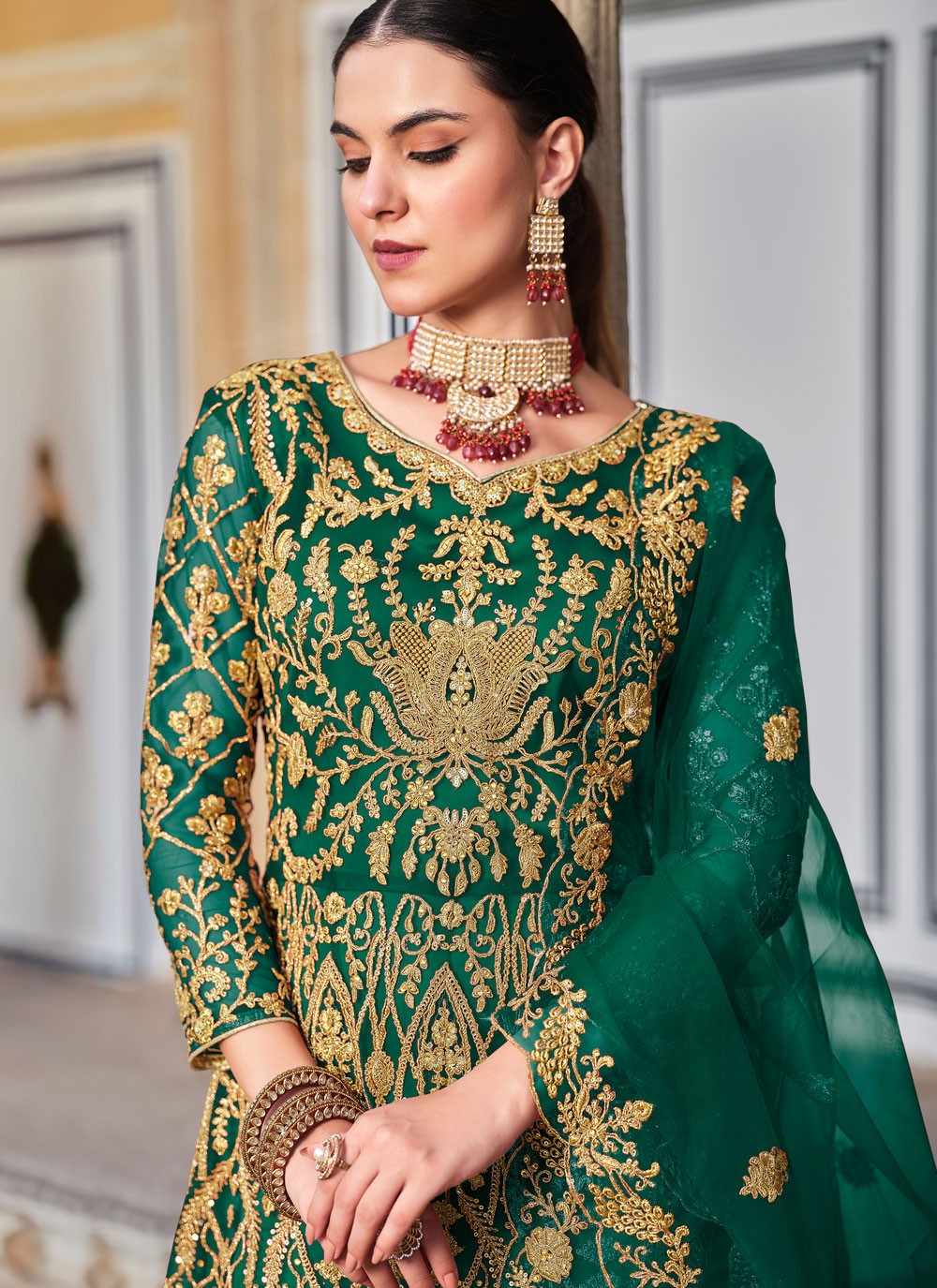 Salwar Suit Cord Green Net T5326