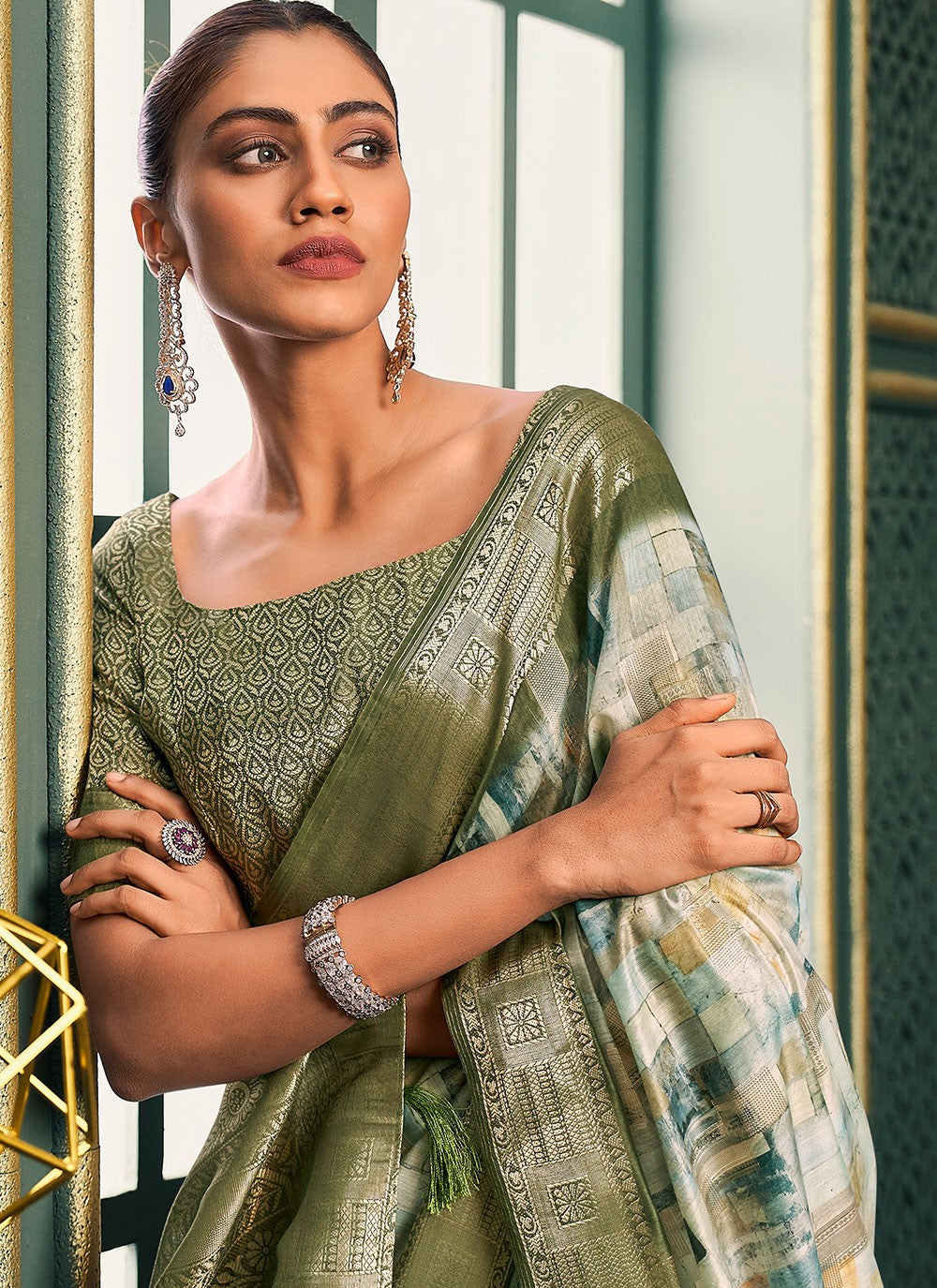 Classic Digital Print Cotton Saree - S6686