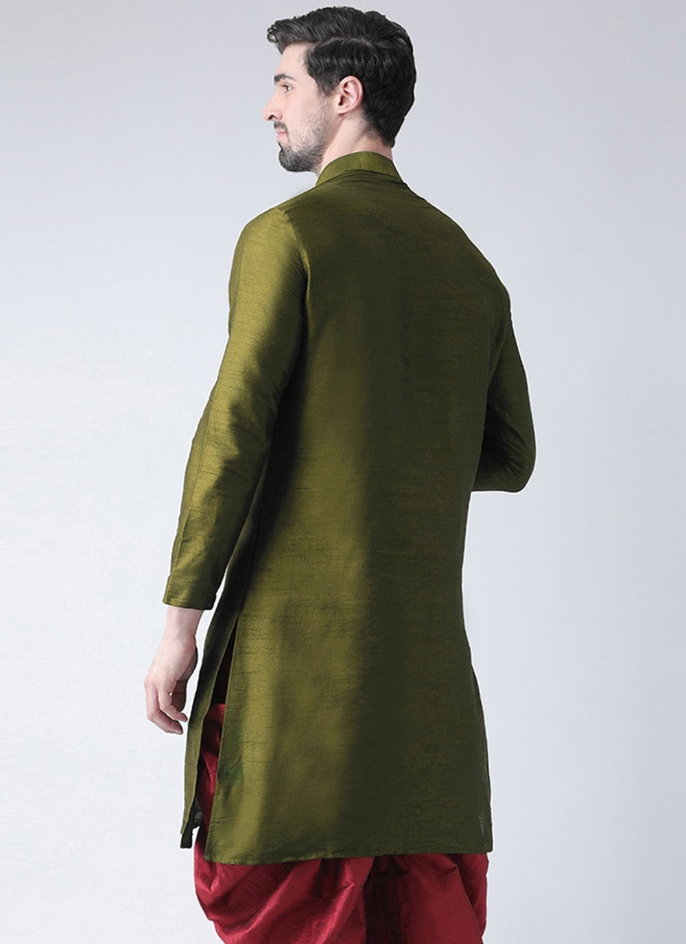 Embroidered Dupion Silk Green Angrakha - M7318