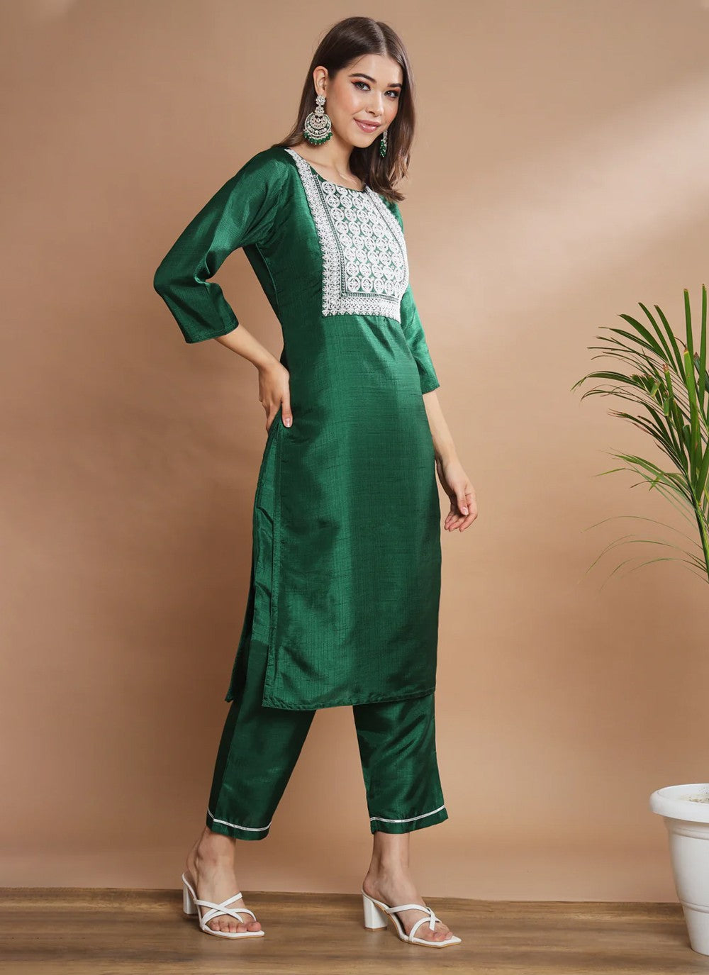 Cotton Silk Straight Suit - T1272