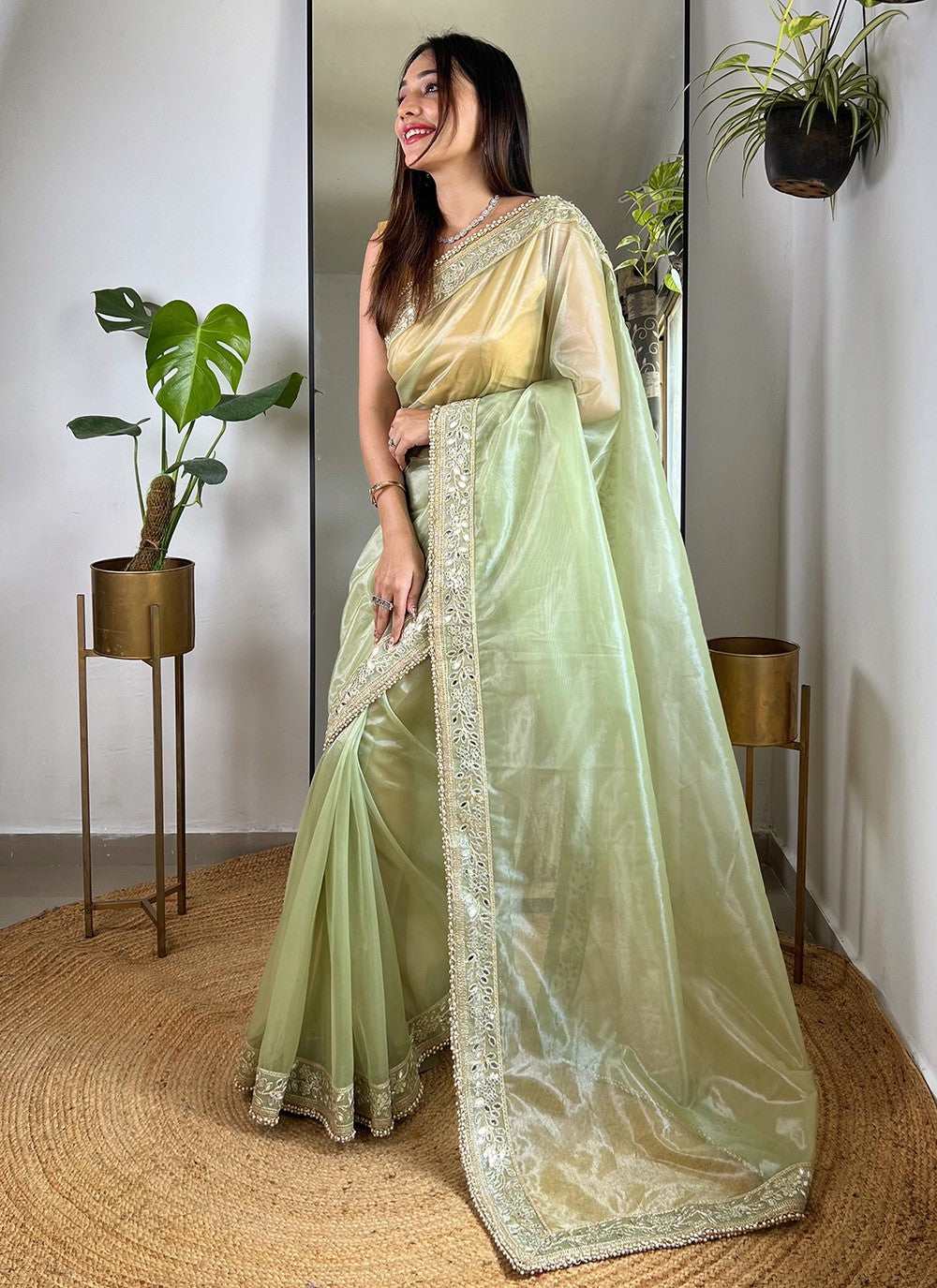 Embroidered, Sequins, Zari Silk Saree - S11490