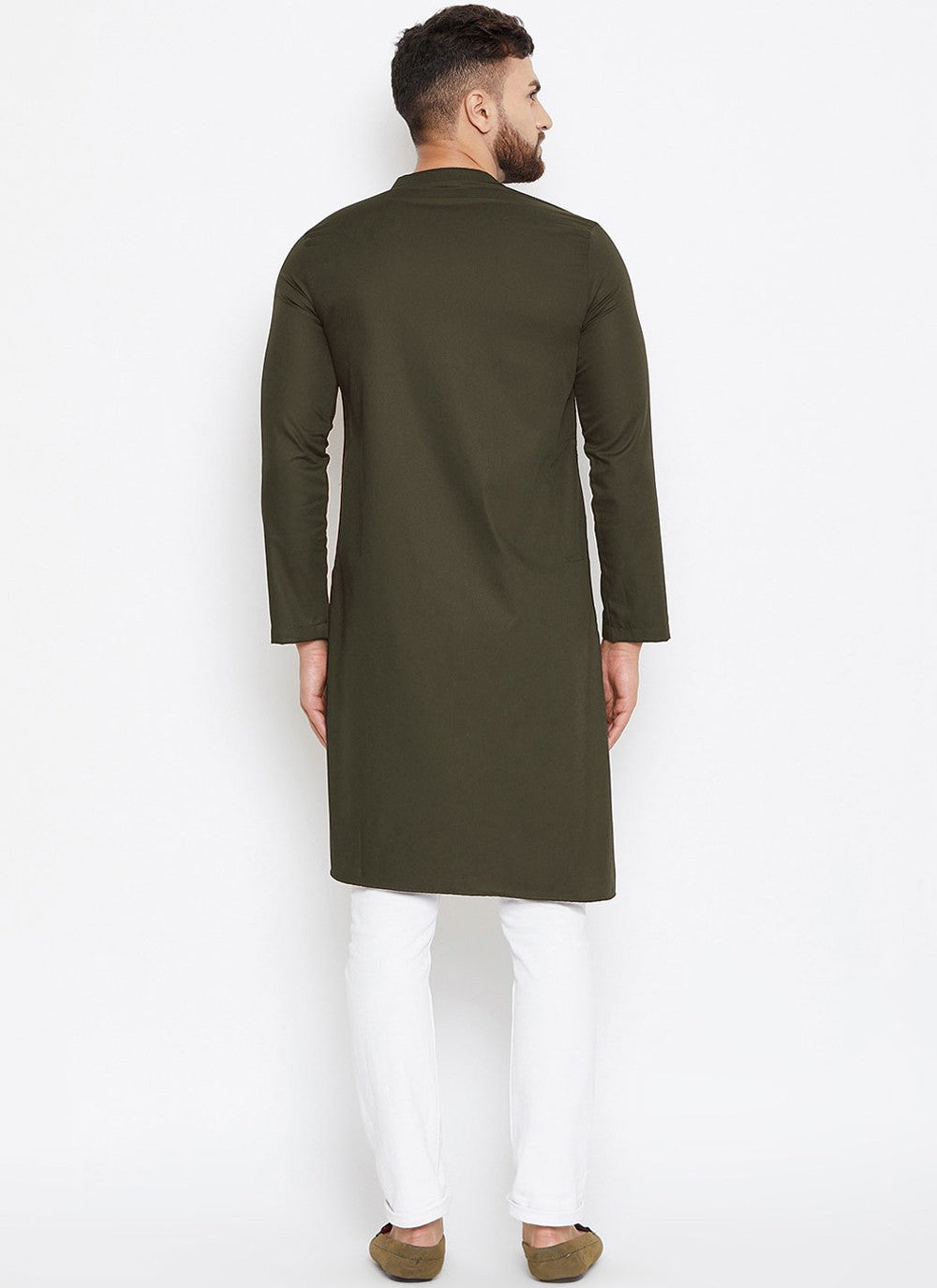 Plain Fancy Fabric Green Indo Western - M4492