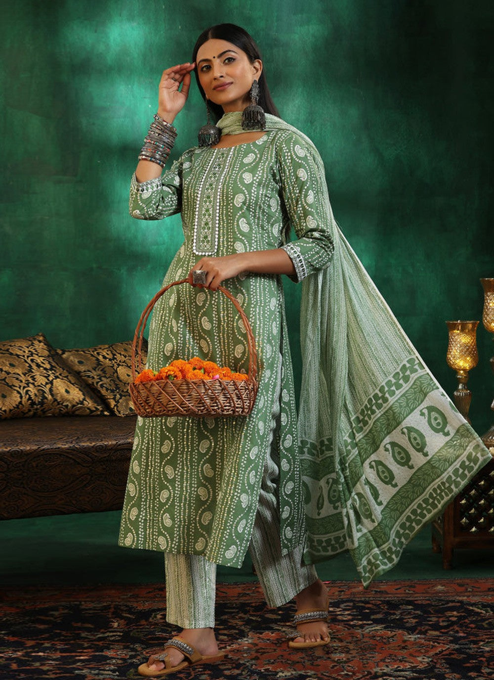 Archive Printed 316529 Green T6753