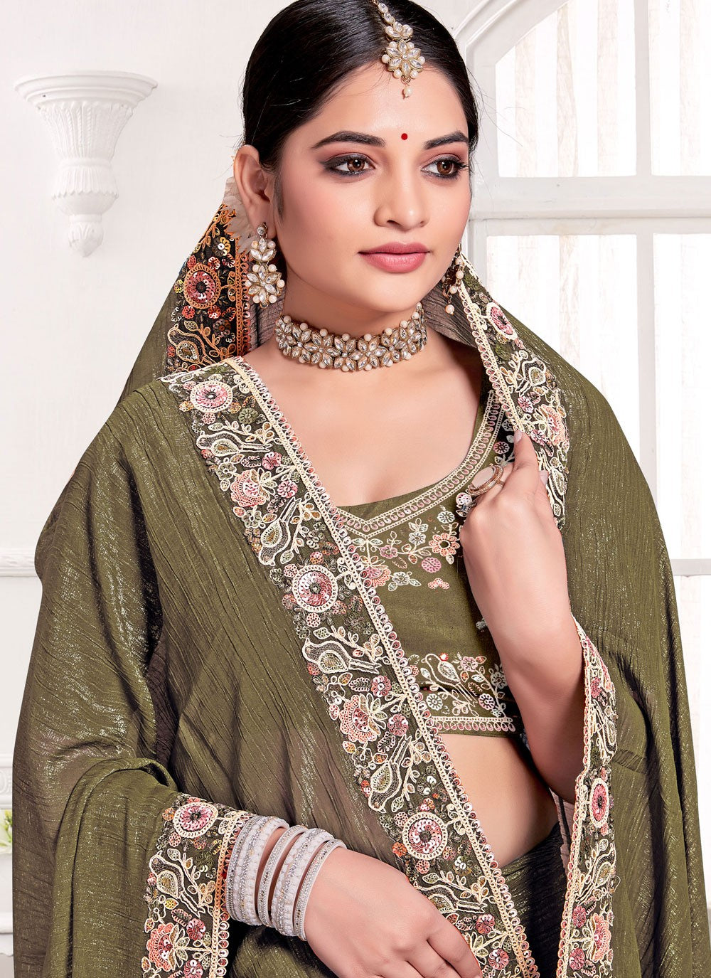 Designer Cord Green Silk Saree S13094