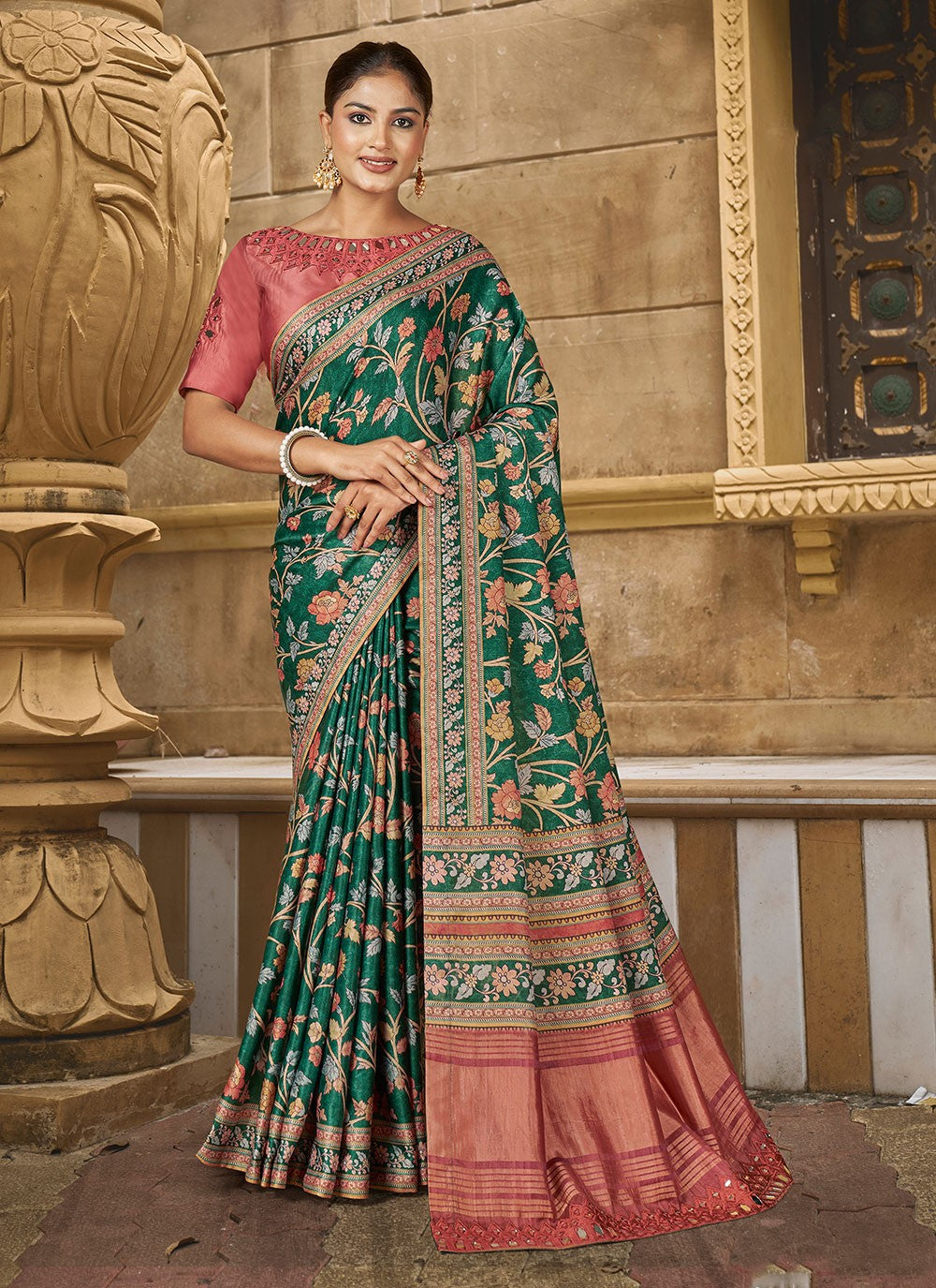 Classic Hand Embroidery Silk Saree - S7234