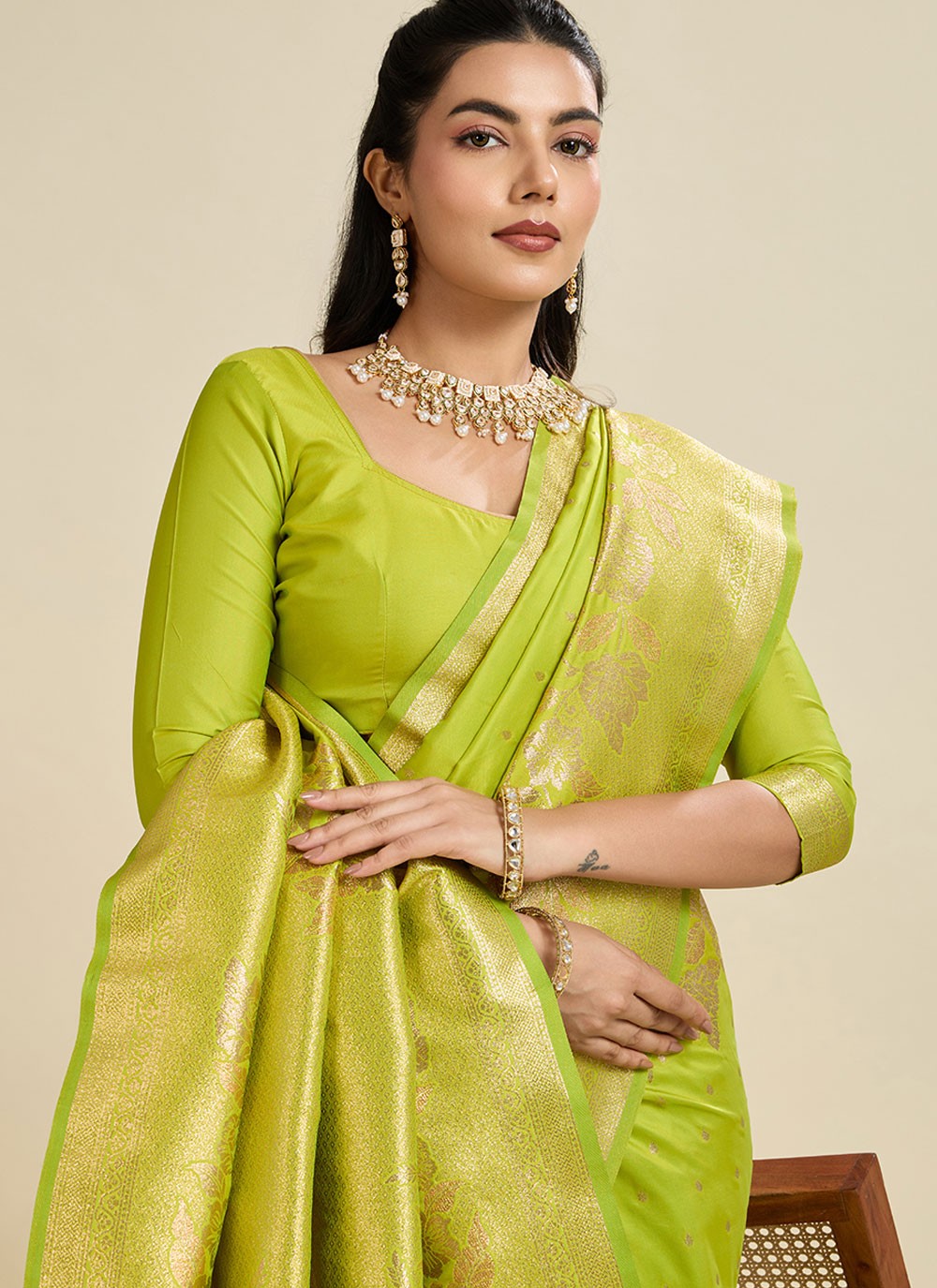 Green Kanjivaram Silk Classic Saree Weaving Zari S17507