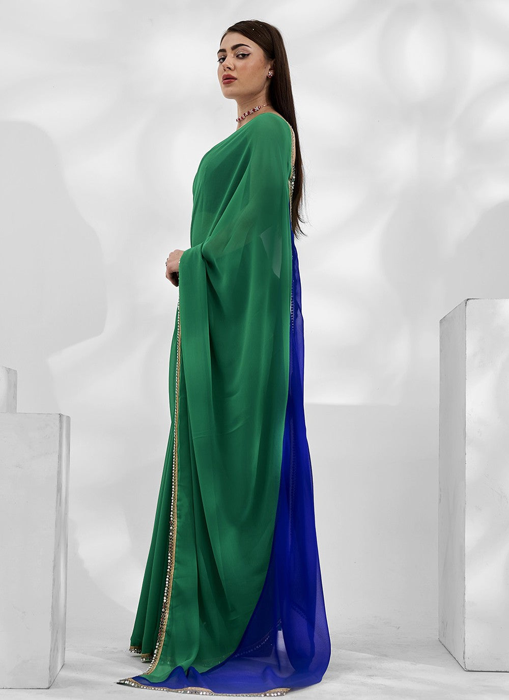 Trendy Swarovski Chiffon, Shimmer Saree - S5240