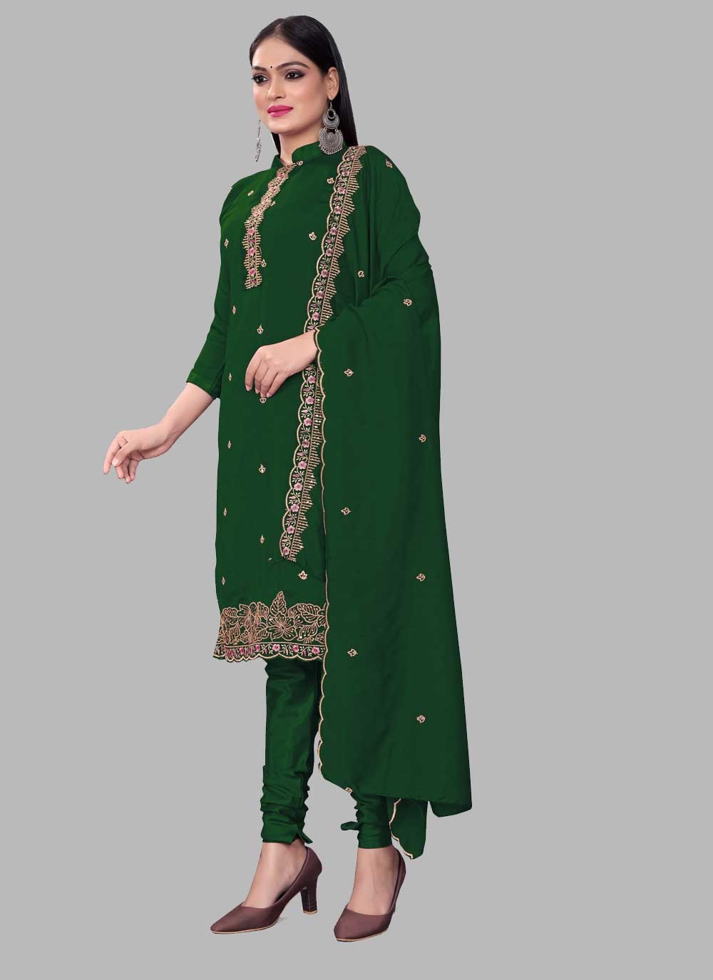 Silk Churidar Suit - T1285