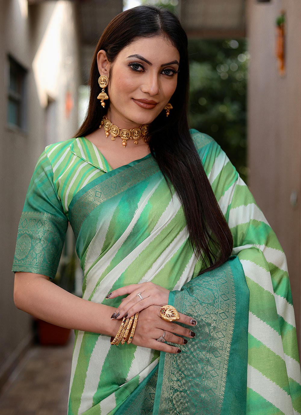 Classic Digital Print Silk Saree - S6910