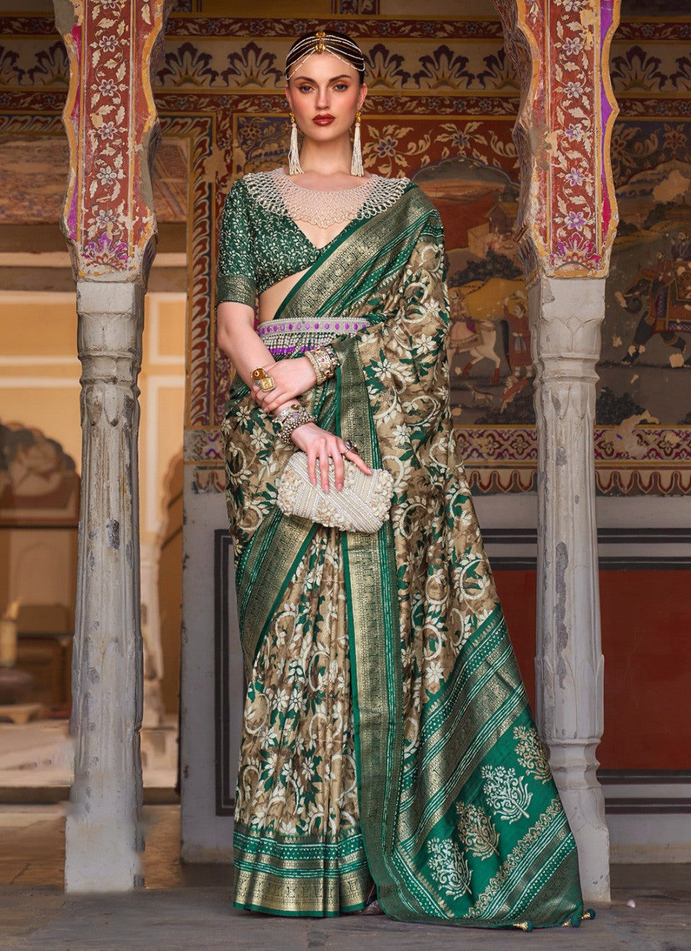 Designer Patola Print Silk Saree - S3296