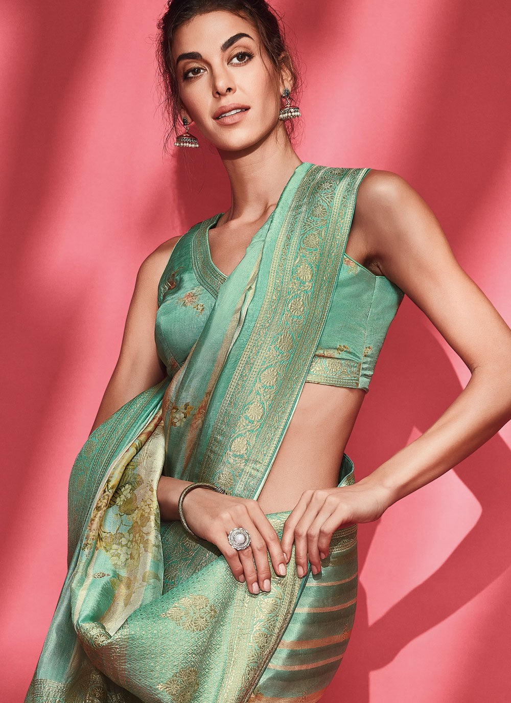 Classic Digital Print Viscose Saree - S4384