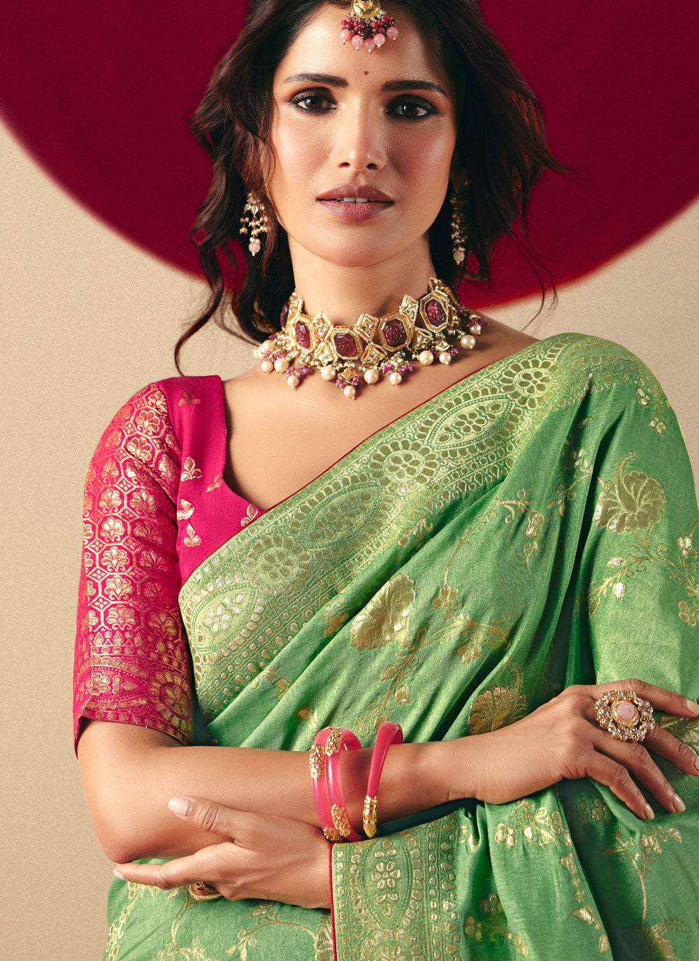Green Viscose Classic Saree Weaving Zari S19413