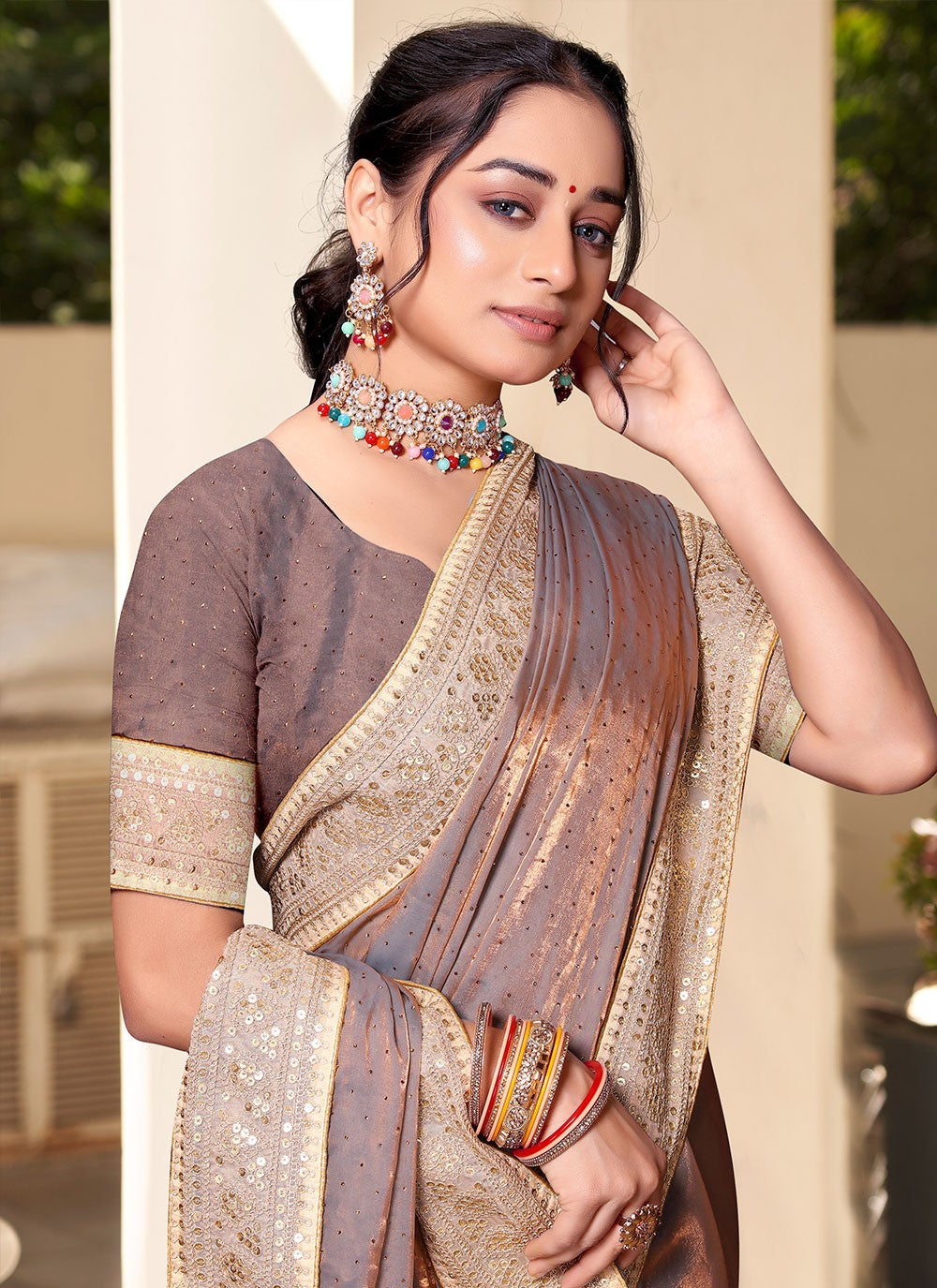 Classic Swarovski Silk Saree - S4828