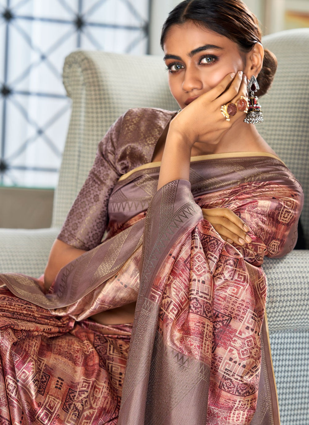 Weaving Zari Handloom Silk Pink Saree S14244