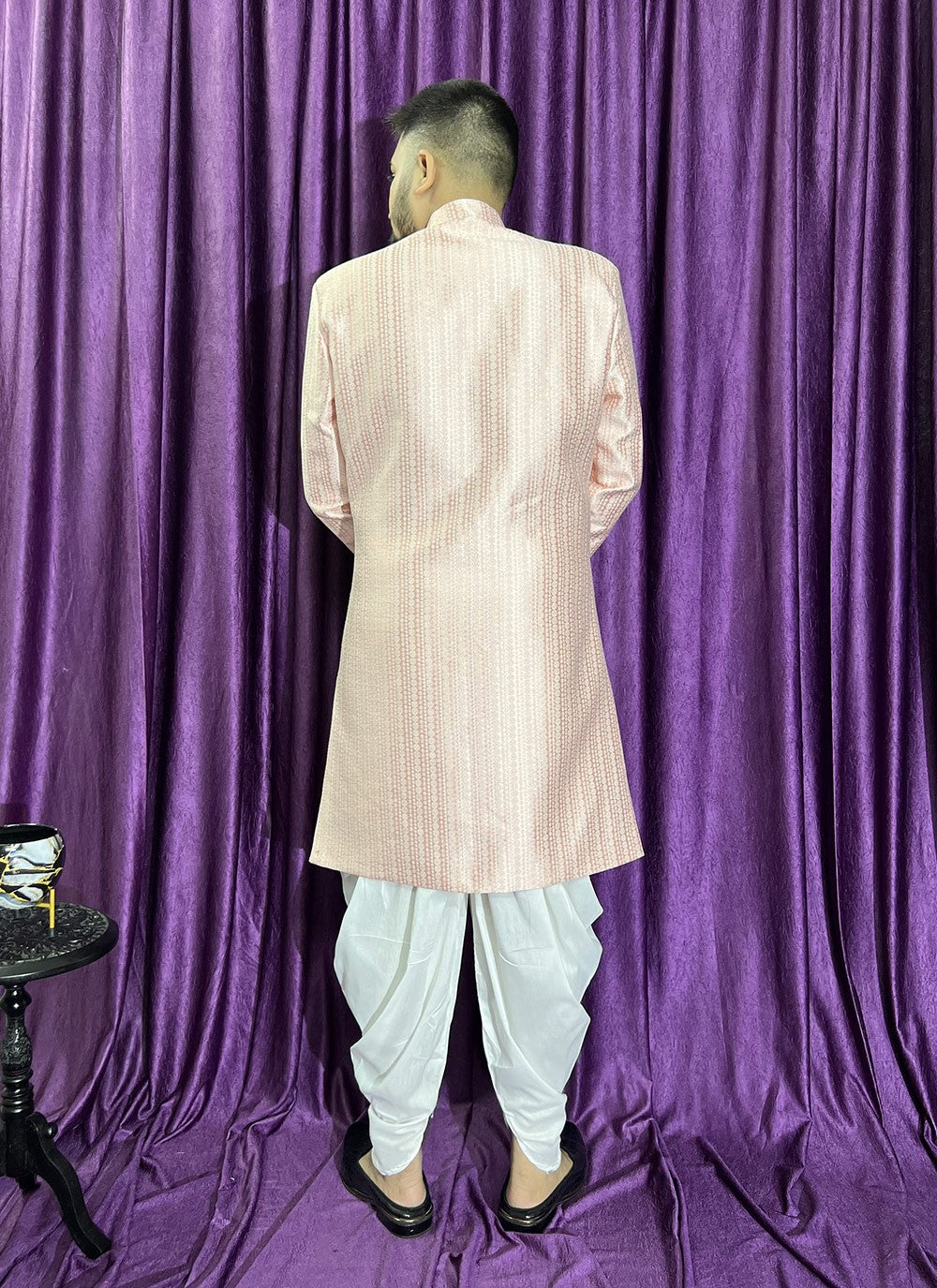 Fancy Work Jacquard Pink Indo Western - M5703