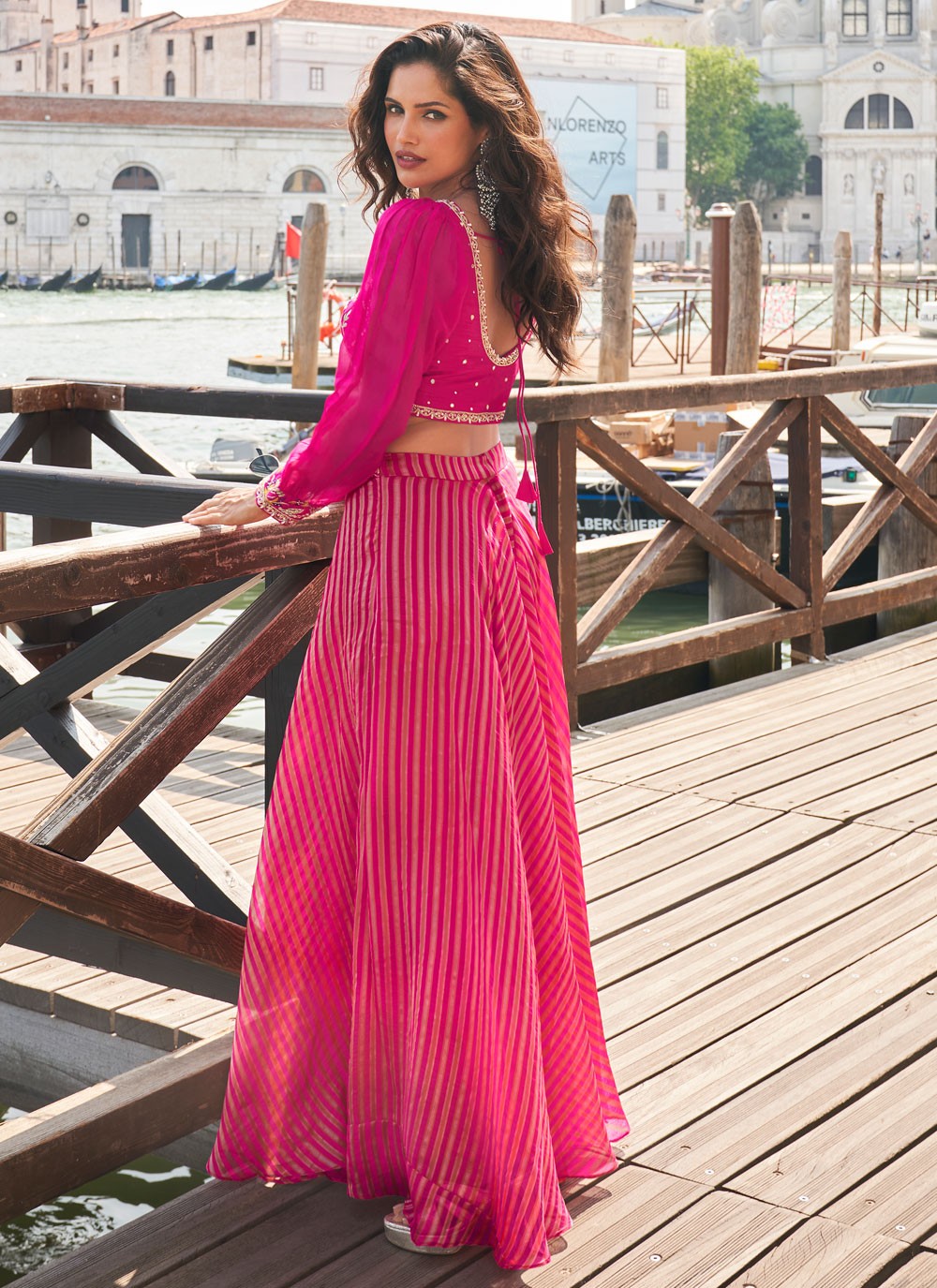 Palazzo Suit Embroidered Magenta T8000