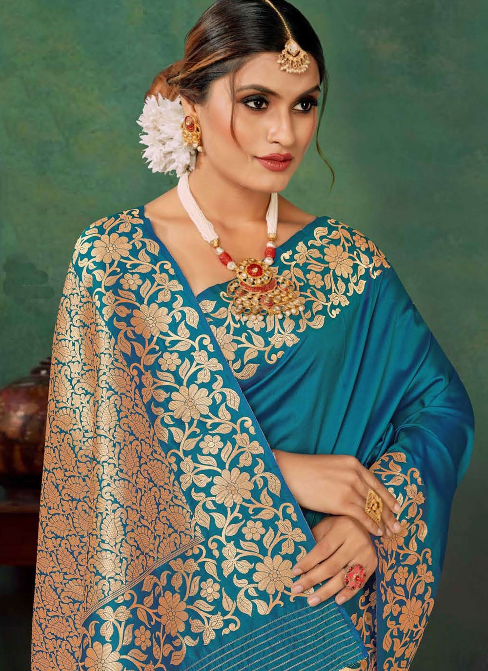 Trendy Saree Jacquard Work Blue Silk S12890