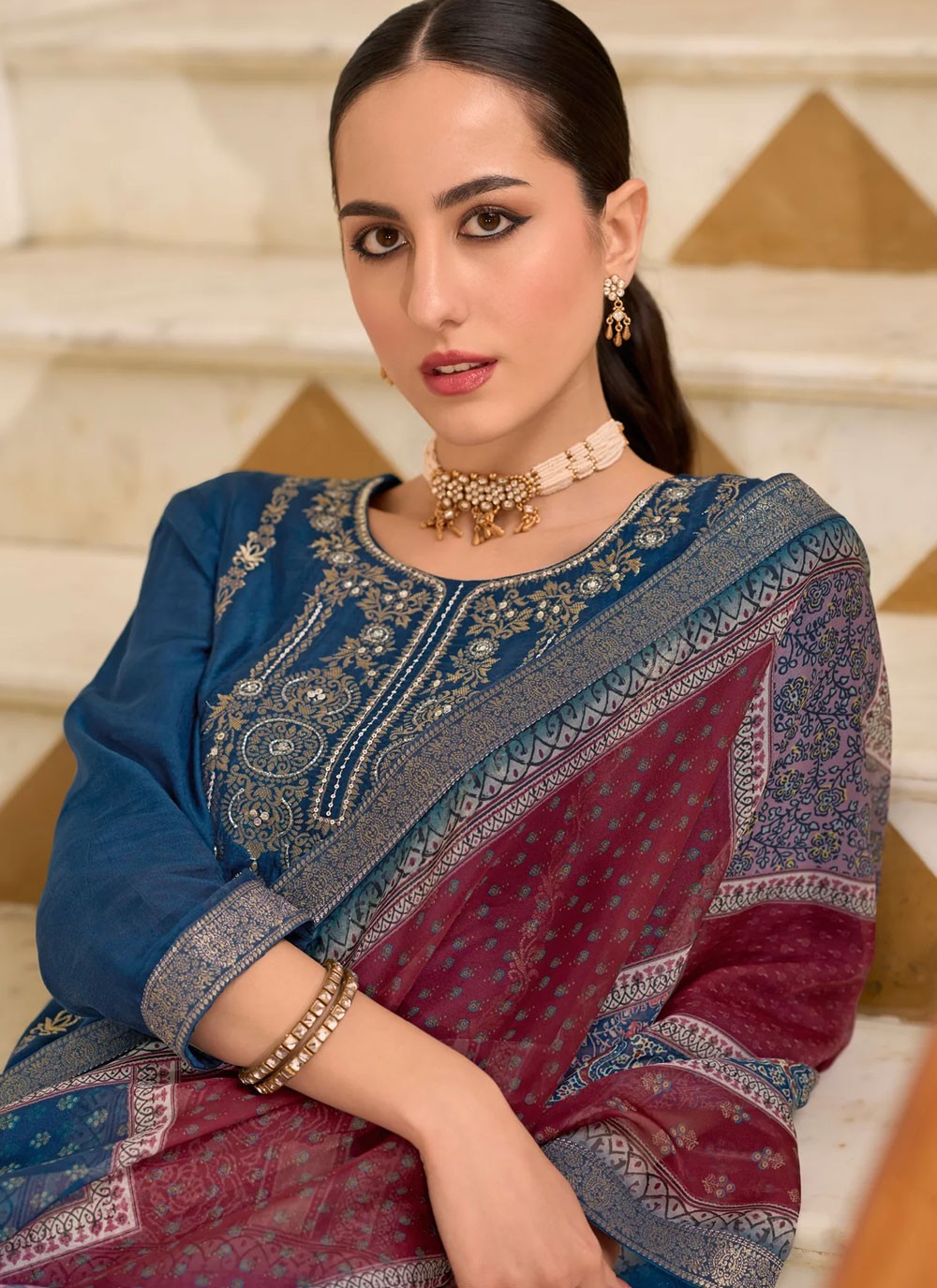 Jacquard Work Jacquard Morpeach Salwar Suit T6175