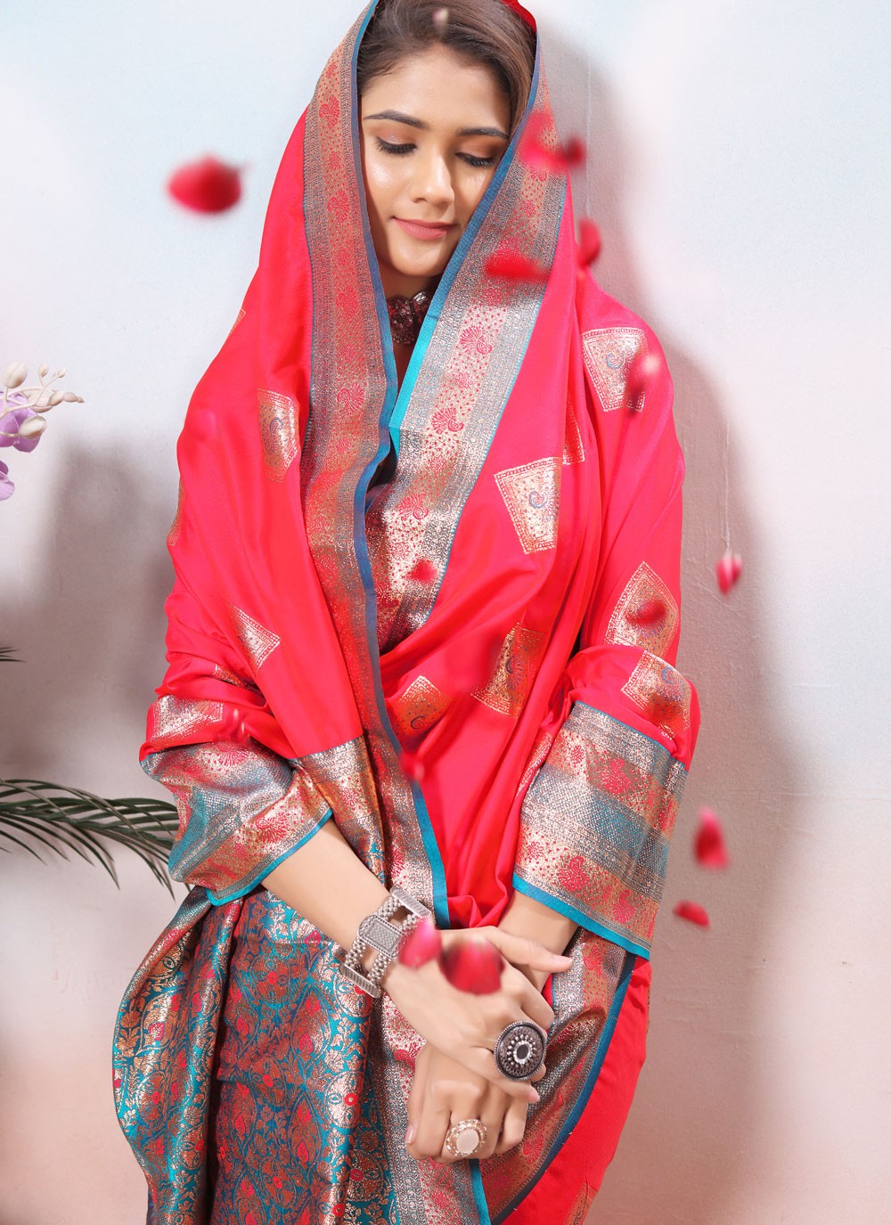Border Work Silk Pink Classic Saree S15427