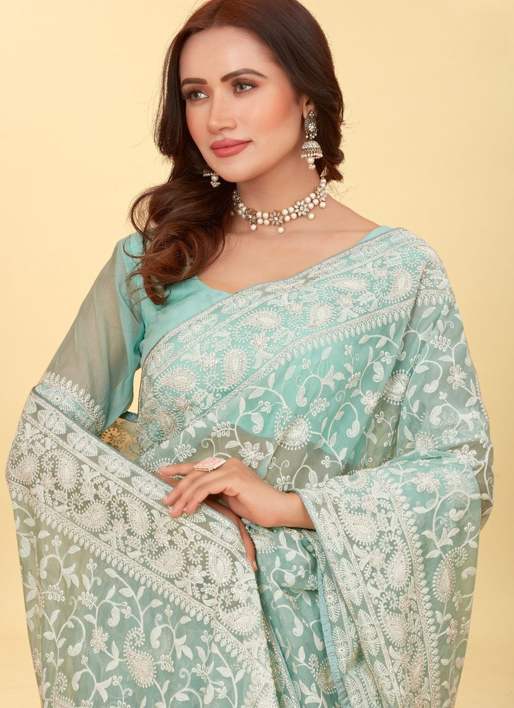 Dimond, Embroidered Jimmy Chu Saree - S12199