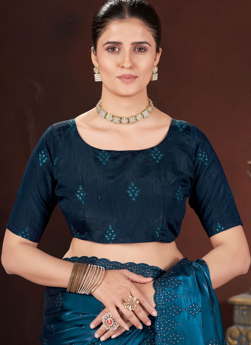 Cut Work Jimmy Chu Morpeach Trendy Saree S15602