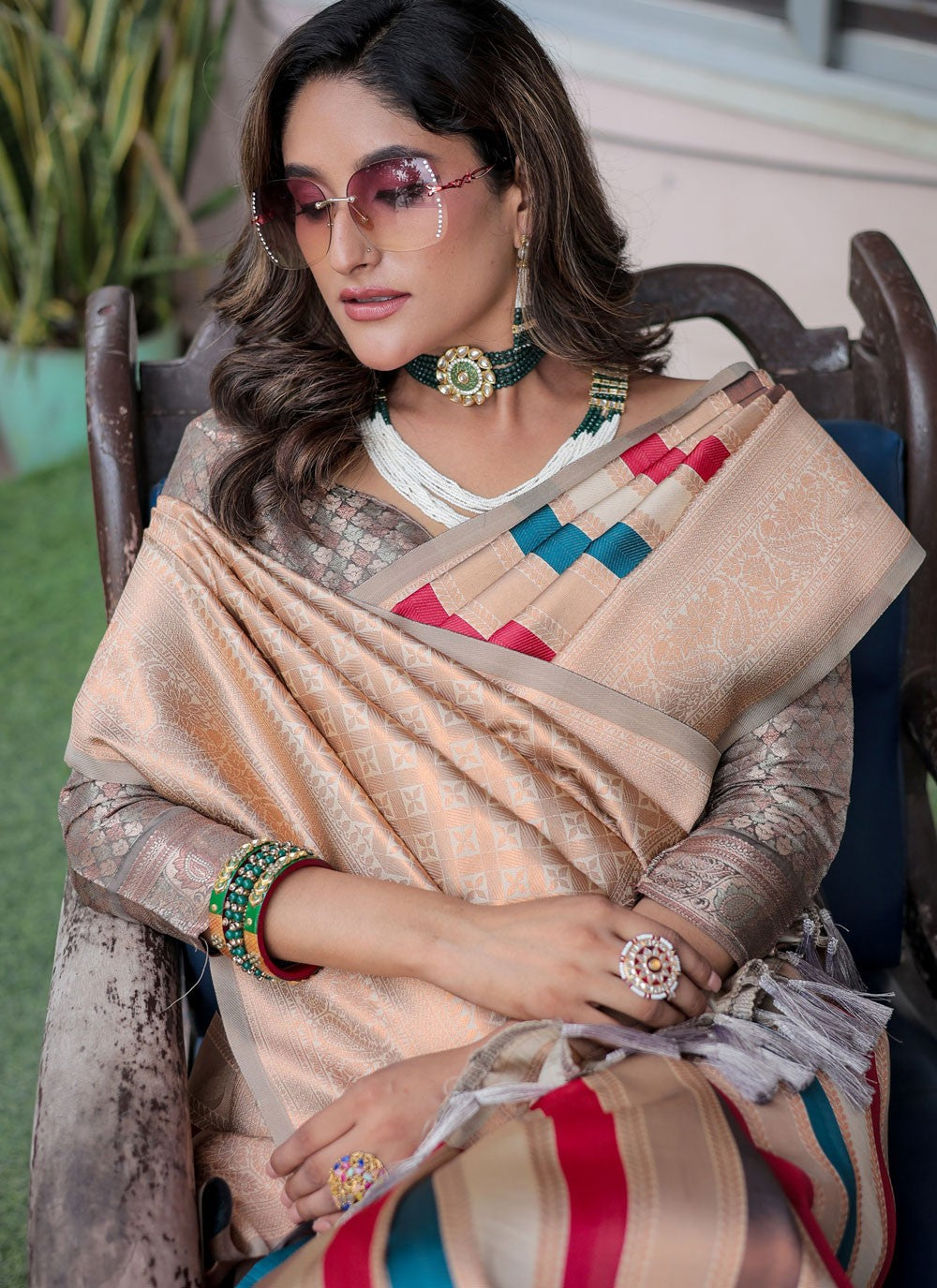 Traditional Woven Cream Kanjivaram Silk Saree S12506