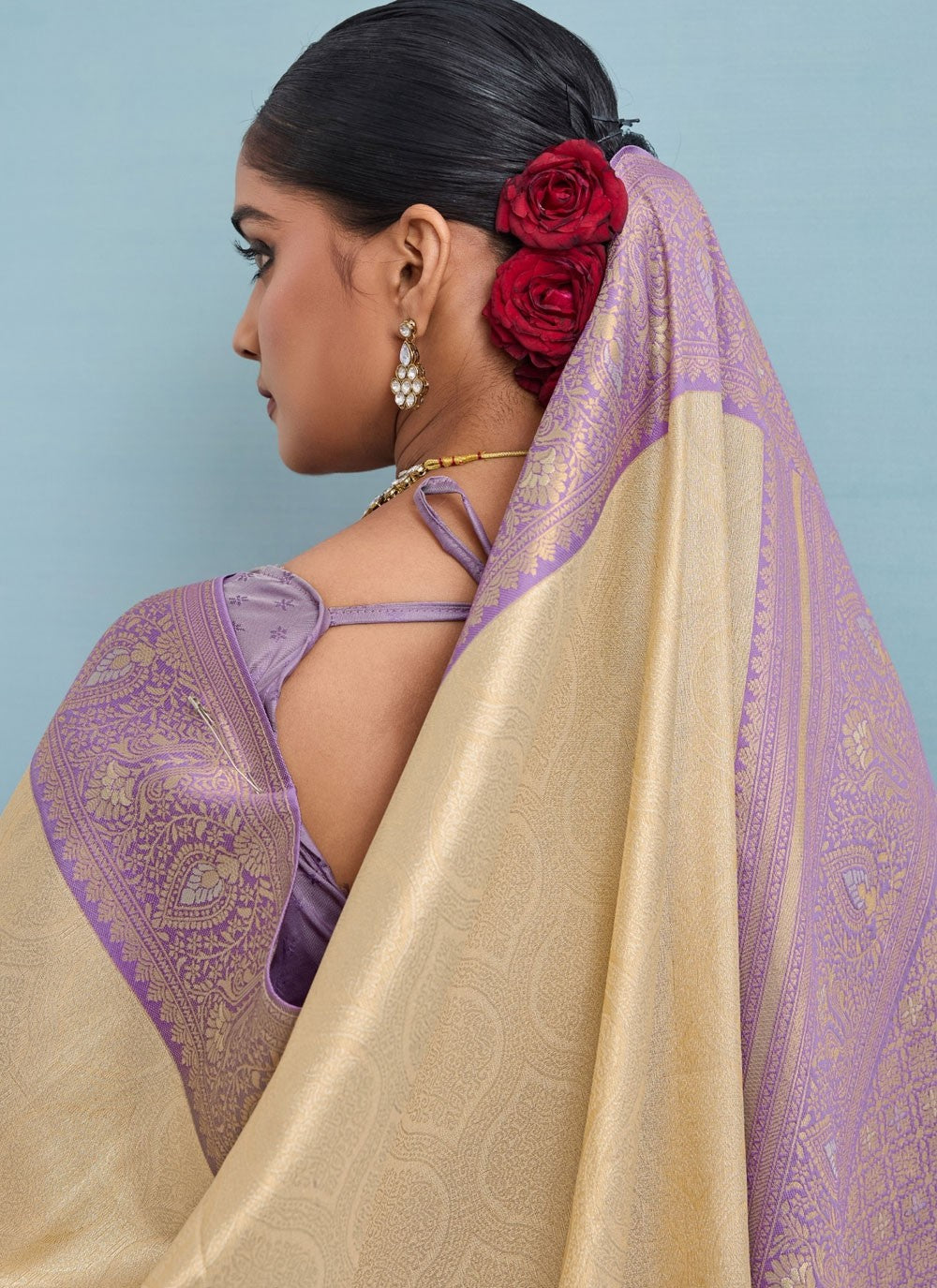 Cream Kanjivaram Silk Traditional Saree Weaving Zari S19815