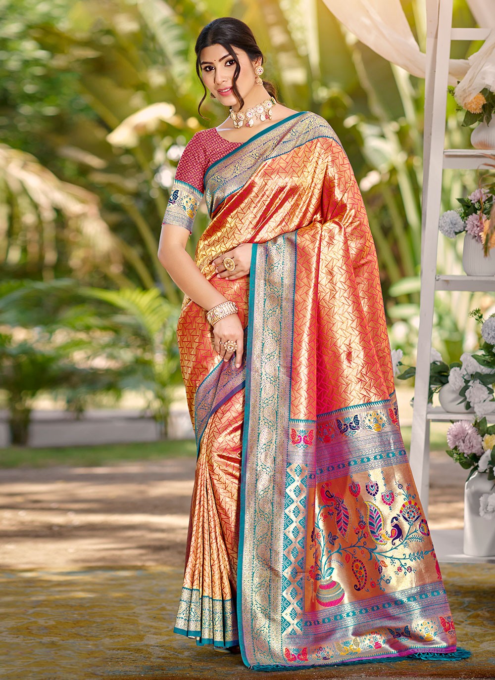 Pink Kanjivaram Silk Classic Saree Weaving Zari S17755