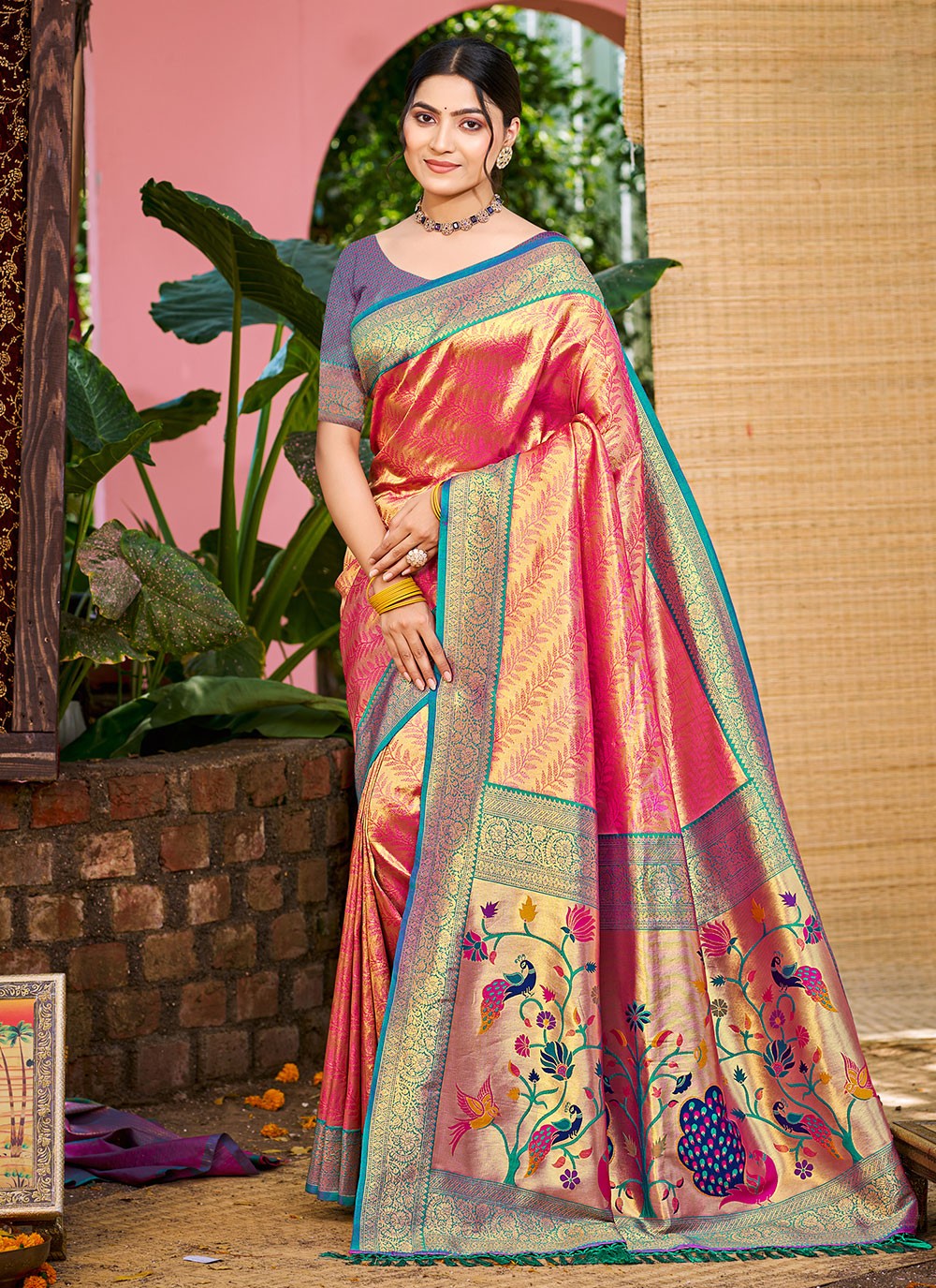 Pink Kanjivaram Silk Trendy Saree Weaving Zari S17762
