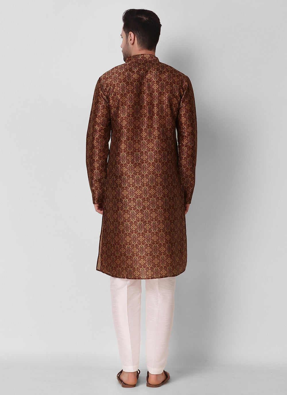 Digital Print Art Silk Maroon Kurta Pyjama - M3115