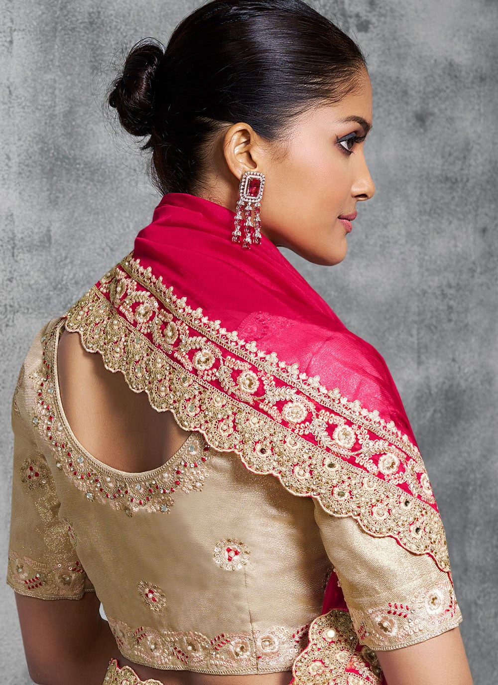 Pink Rangoli Contemporary Saree Embroidered, Lace S19890