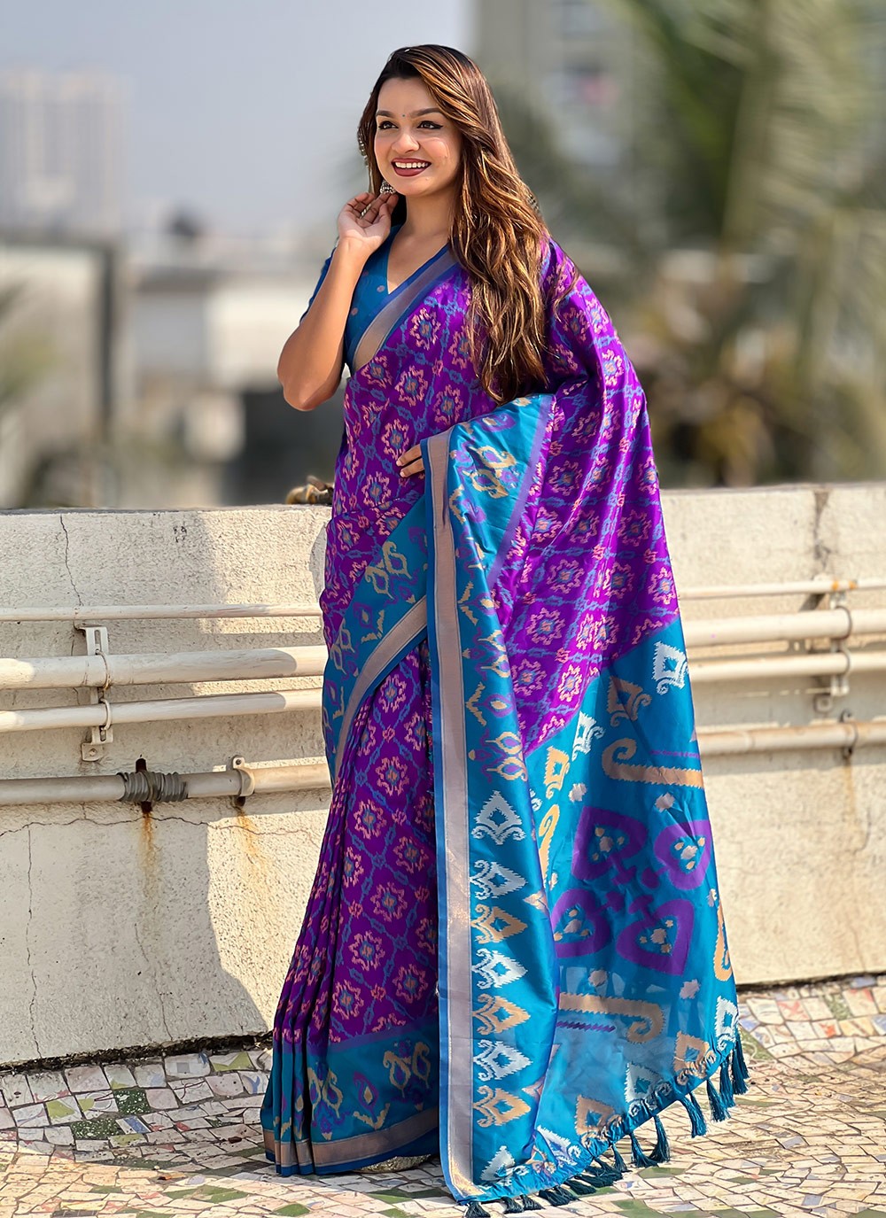 Classic Saree Meenakari Lavender Patola Silk Saree S13556