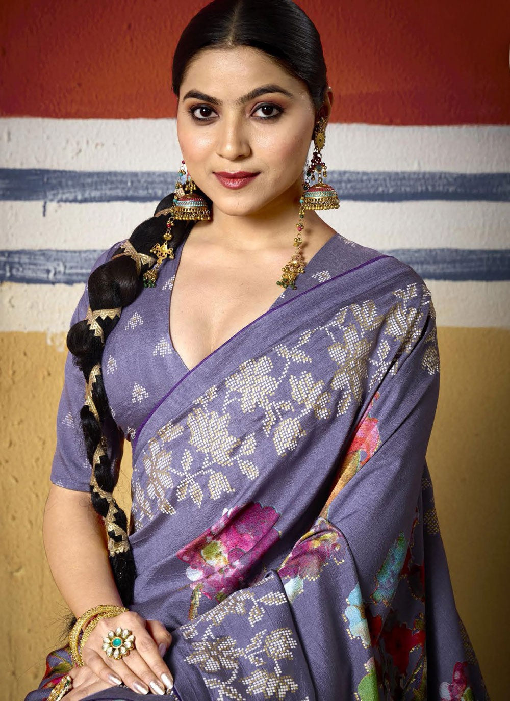 Lavender Silk Designer Saree Printed S17107