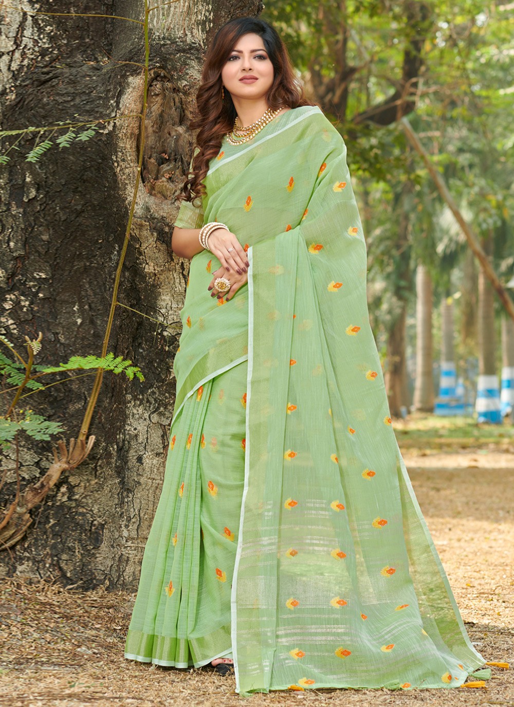Casual Weaving Zari Linen Saree - S2688