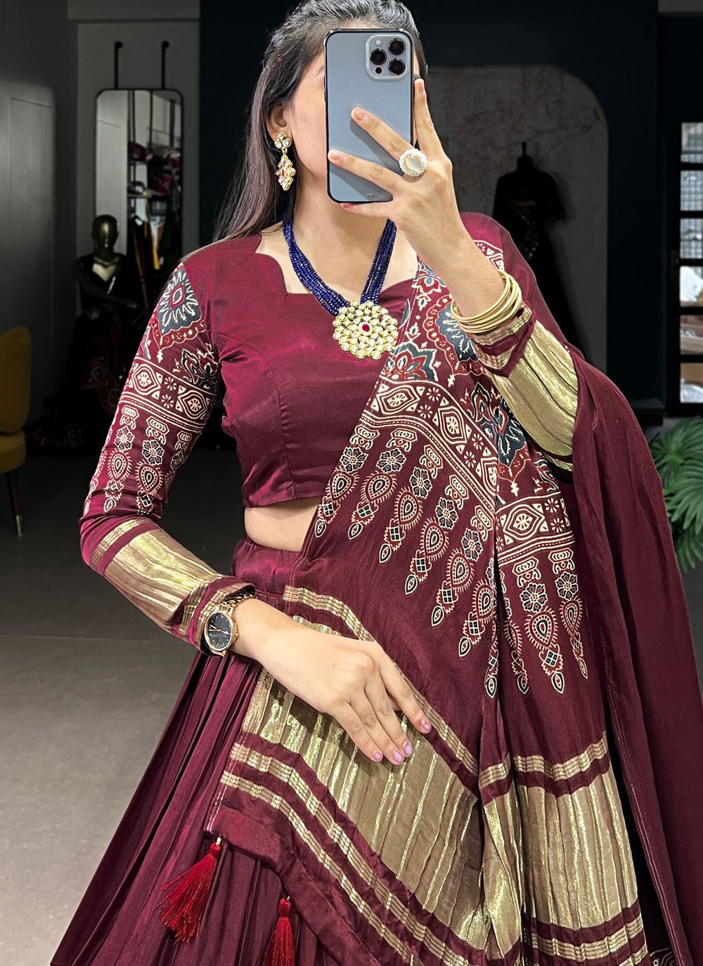 Digital Print Silk A - Line Lehenga - L2337