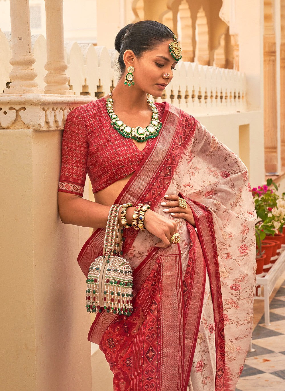 Trendy Printed Chiffon, Silk Saree - S2770