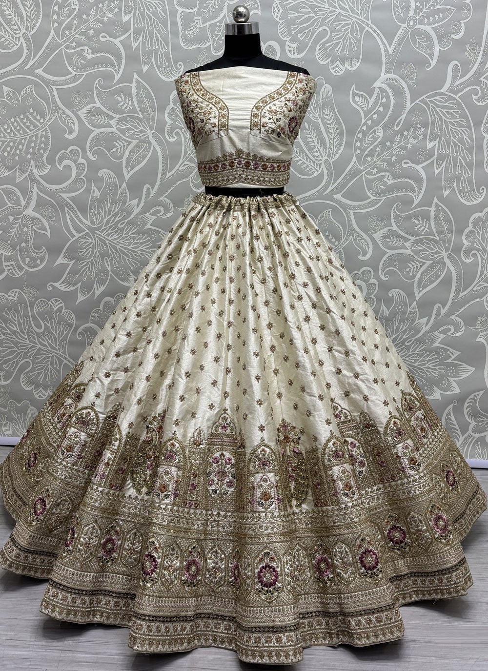 Matka Silk Mehandi & Sangeet, Reception, Wedding A - Line Lehenga L3631