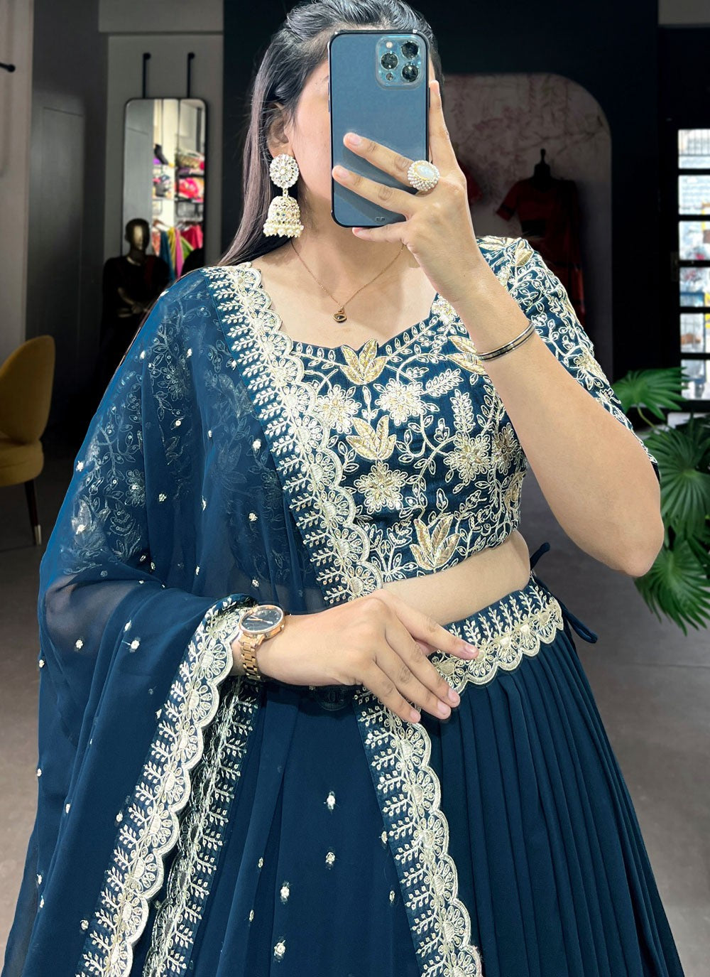 Plain Georgette Readymade Lehenga Choli - L2061