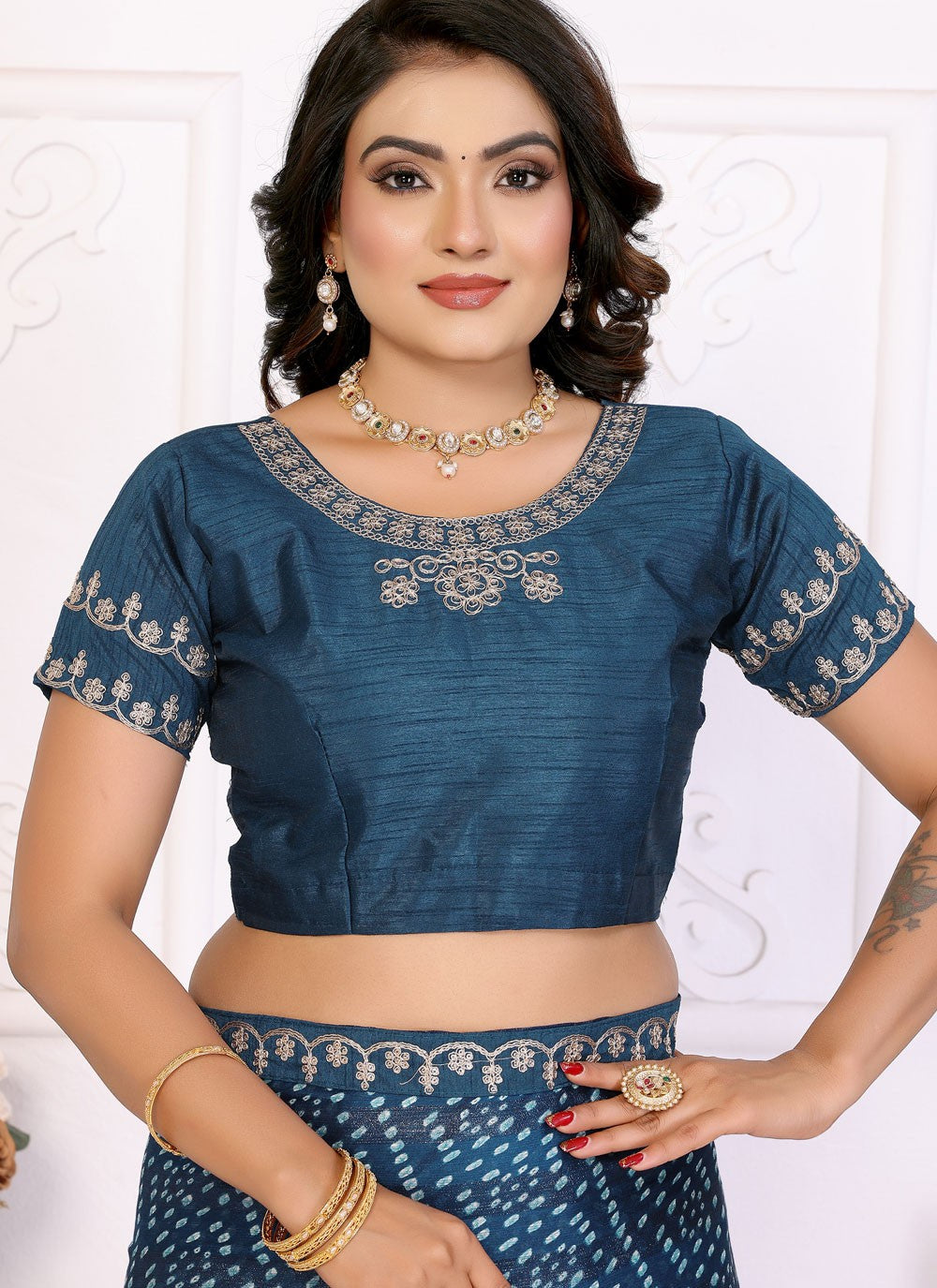 Bandhej Chiffon Morpeach Classic Saree S14954