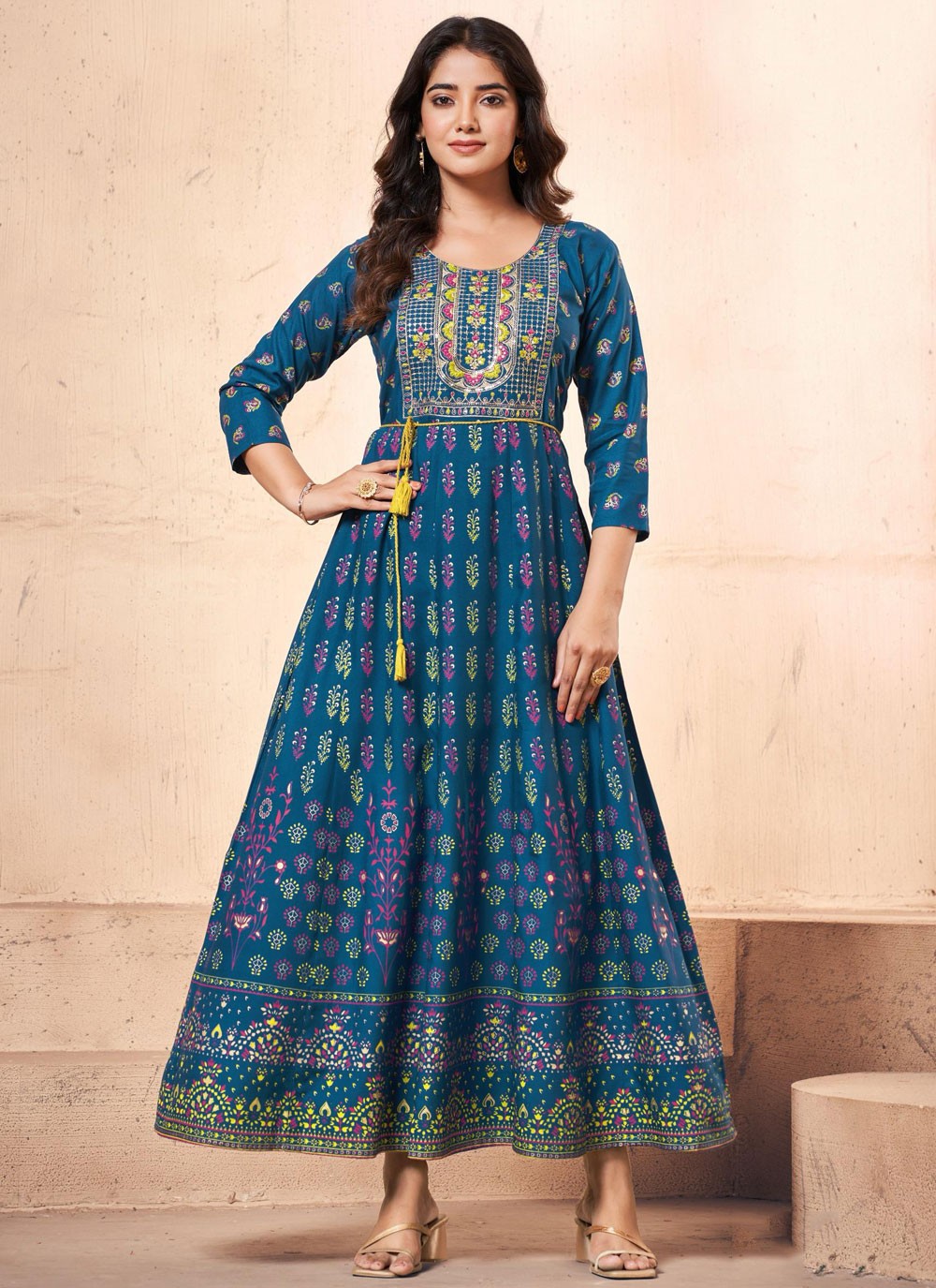 Embroidered Rayon Morpeach Gown G19807